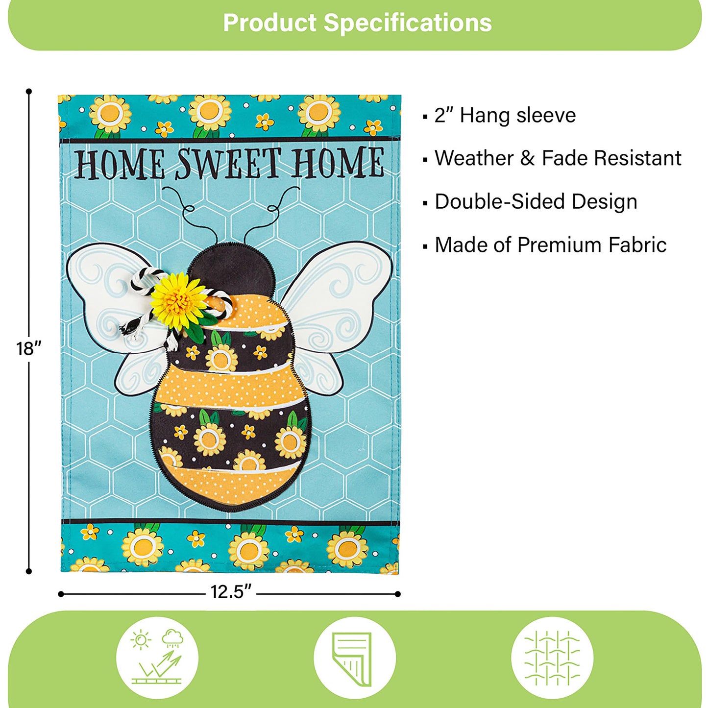 Home Sweet Home Bee Linen Garden Flag