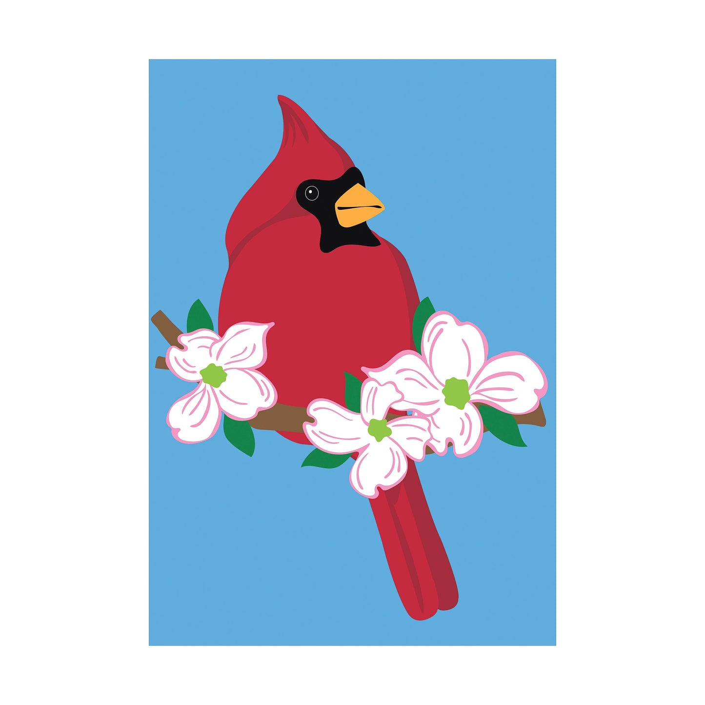 Cardinal With Dogwood Basic Applique Garden Flag