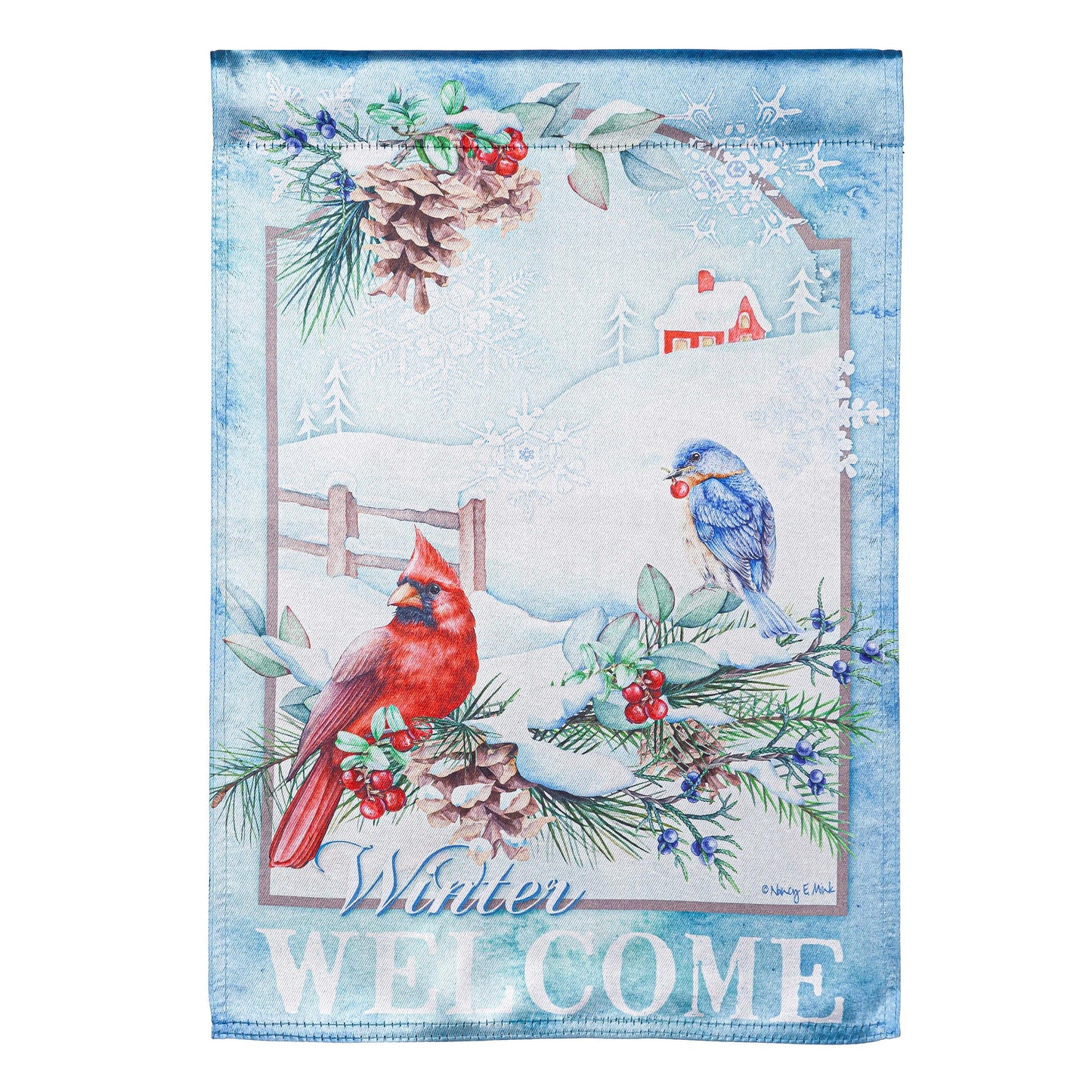 Snow Country Birds Lustre Garden Flag