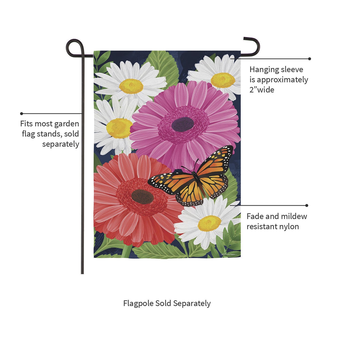 Gerbera Daisy Burlap Garden Flag