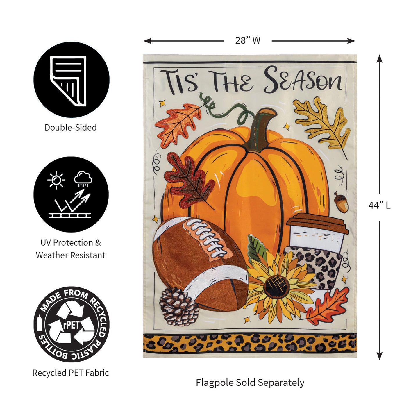 Tis' The Season Fall Applique House Flag