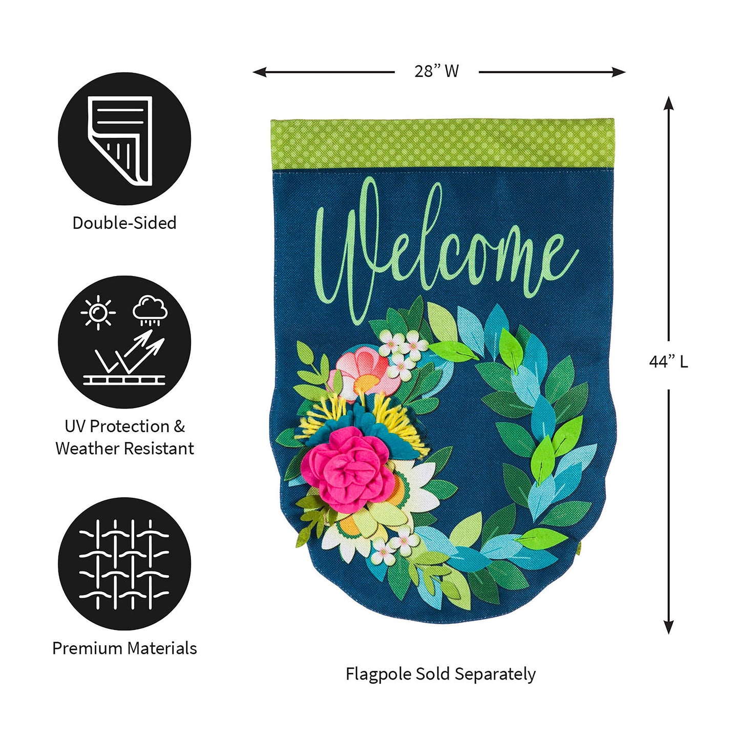 Flower Garden House Burlap Flag