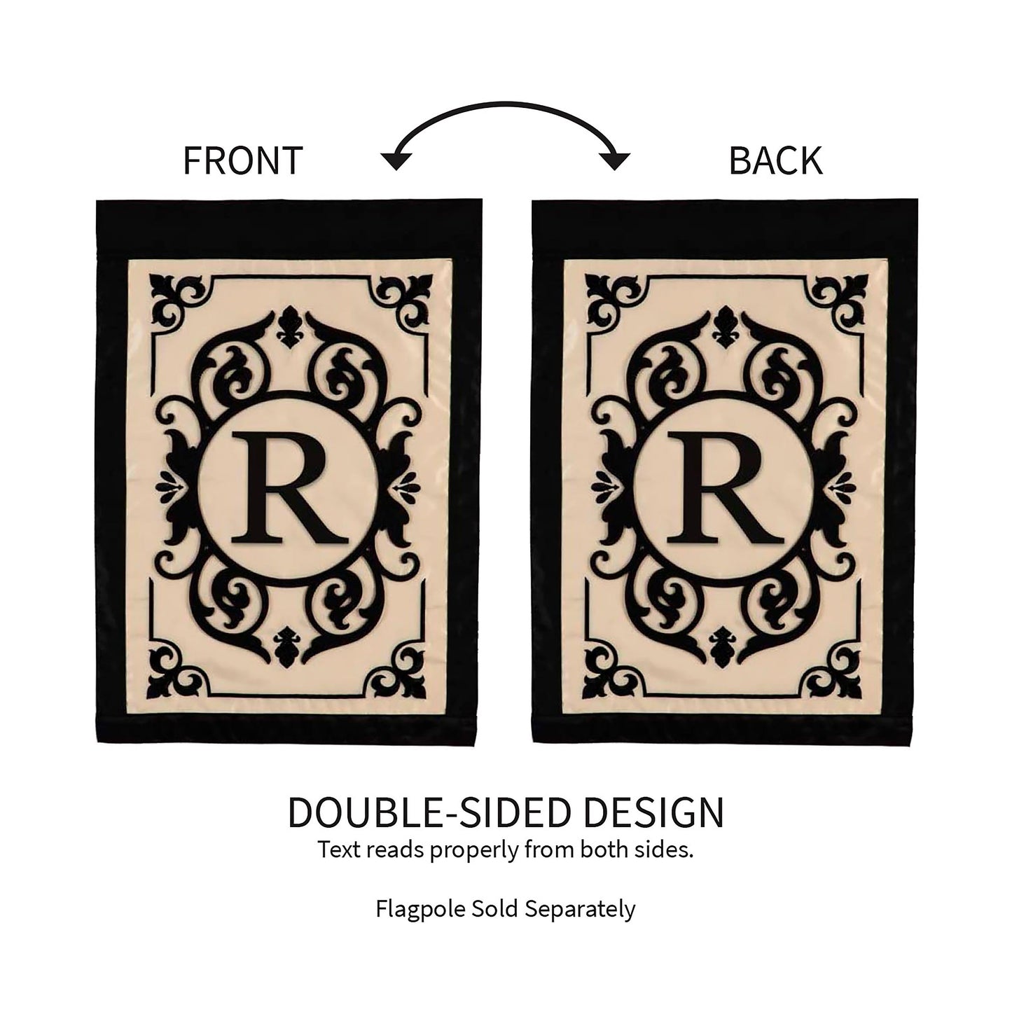 Cambridge Monogram Garden Applique Flag, Letter R
