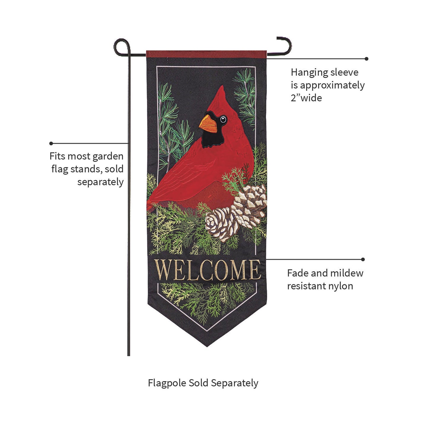 Cardinal and Evergreen Garden Flag