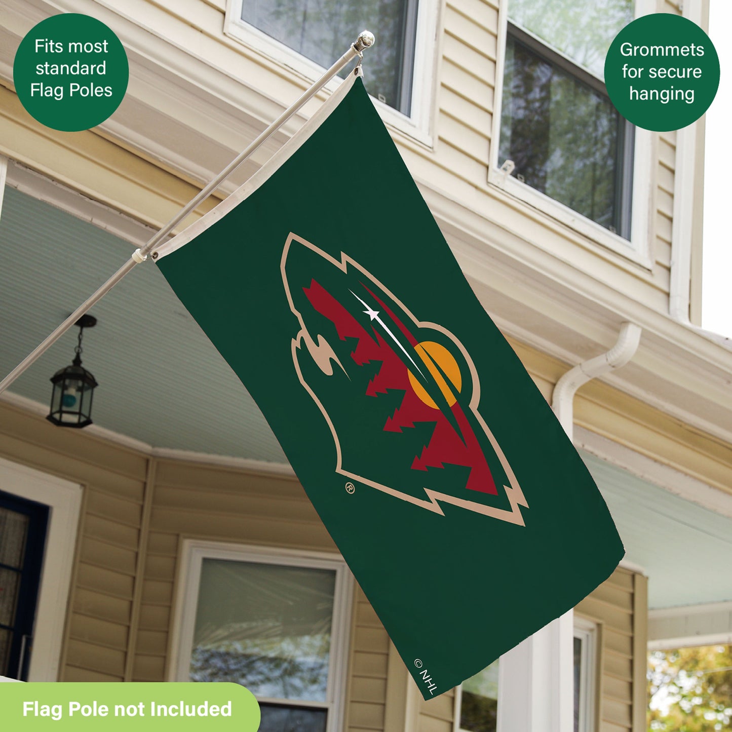 Minnesota Wild Single Sided Flag w/ 2 Grommets, 3'x5'