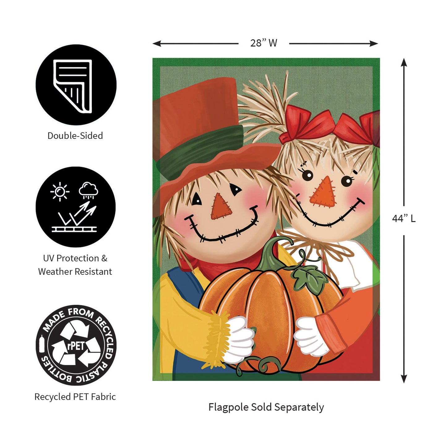 Couple Of Scarecrows Applique House Flag
