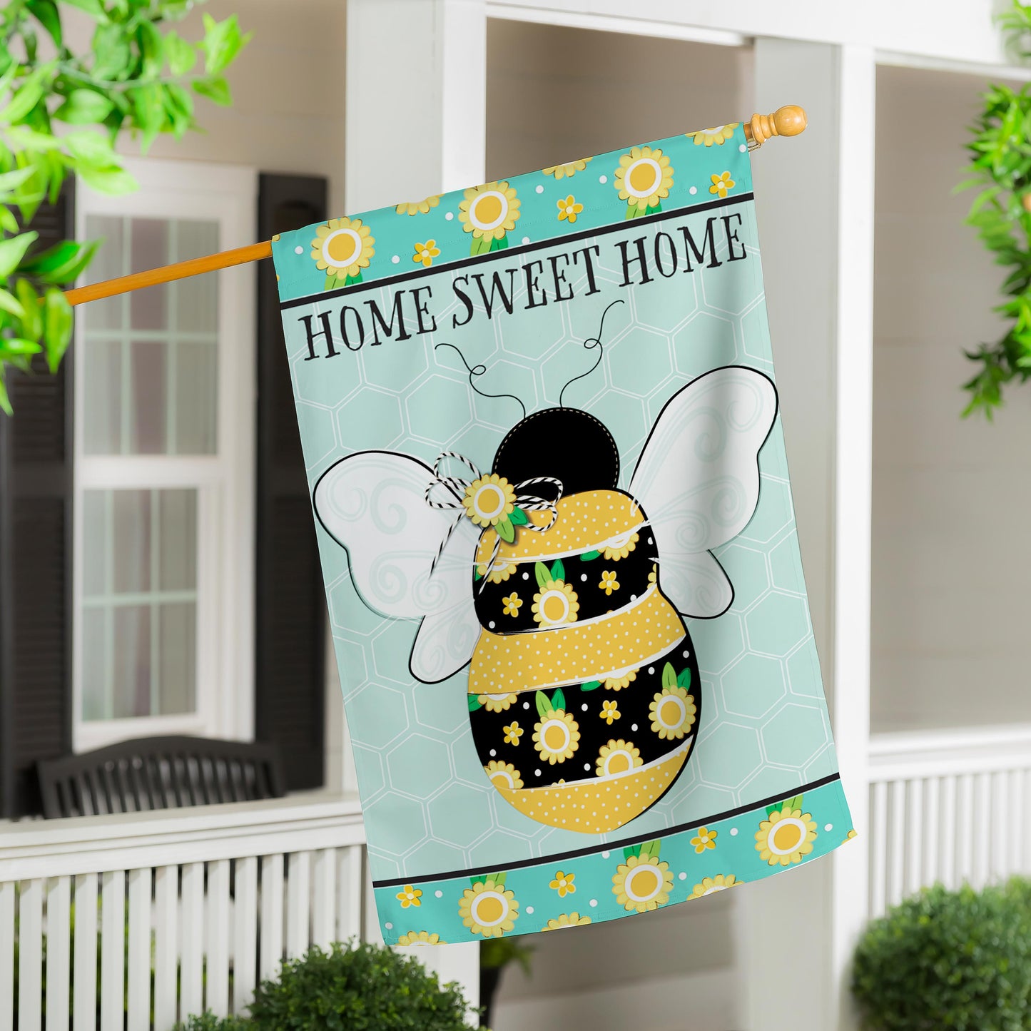 Home Sweet Home Bee Applique House Flag