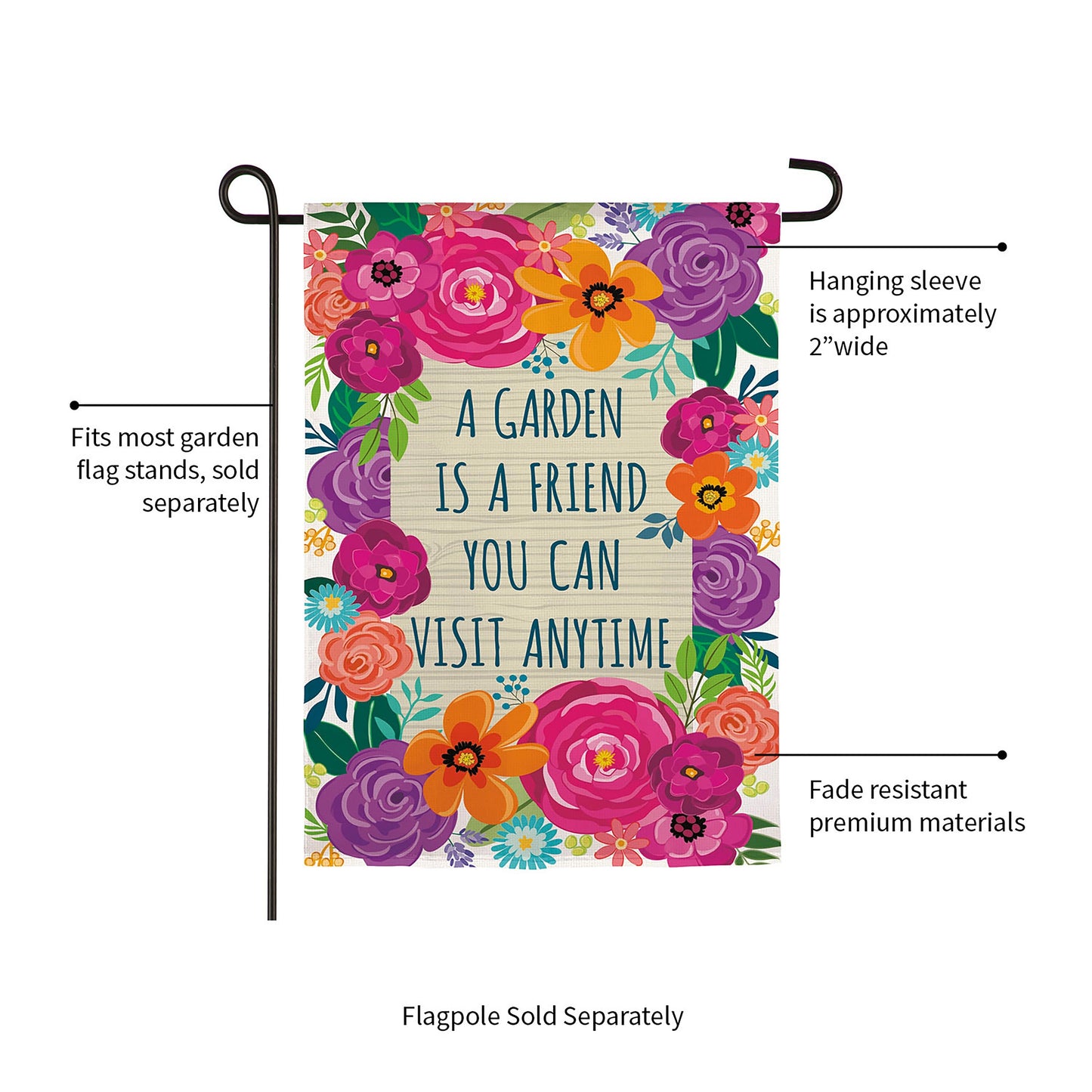A Garden is a Friend Garden Applique Flag