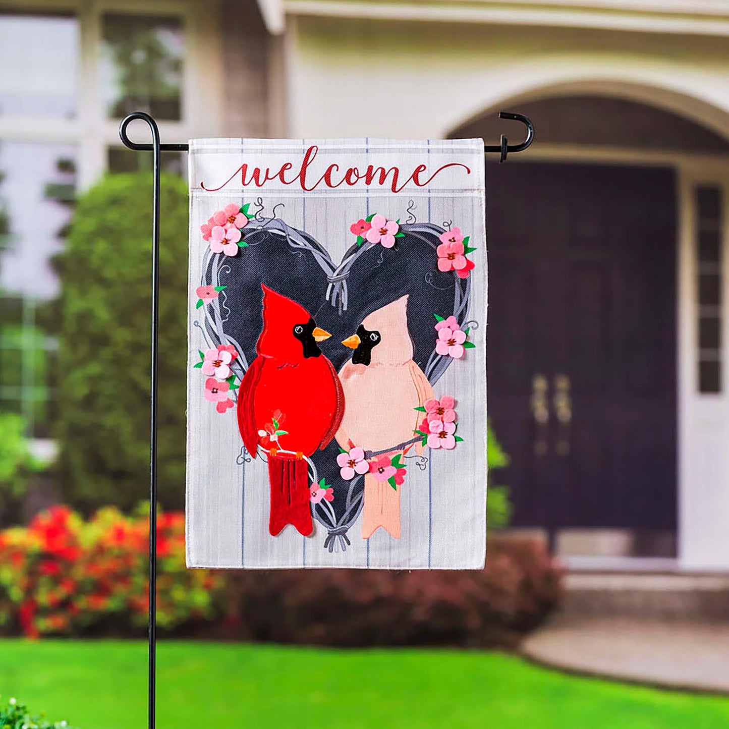 Cardinal Couple Garden Burlap Flag