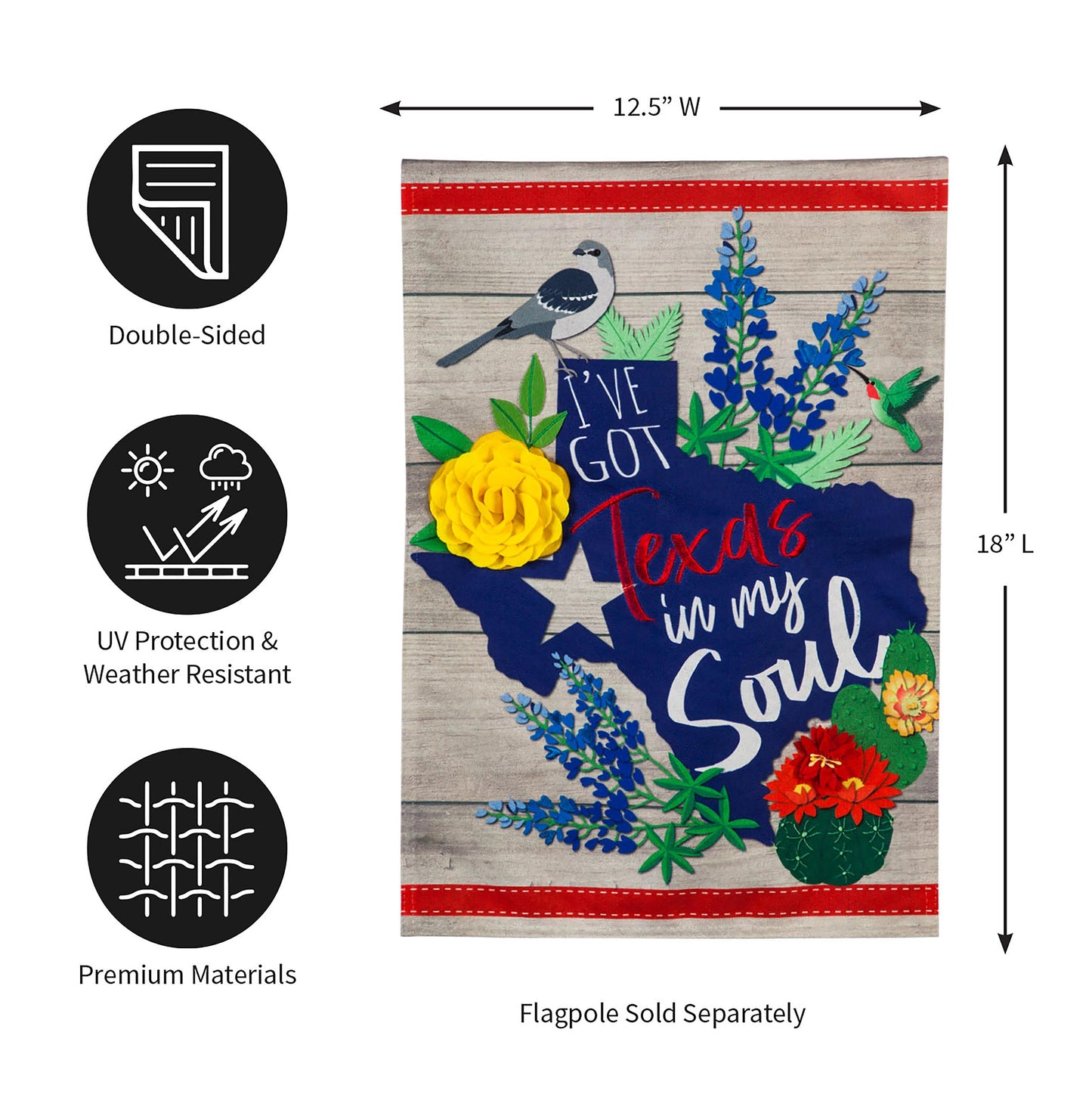 Texas In My Soul Garden Linen Flag