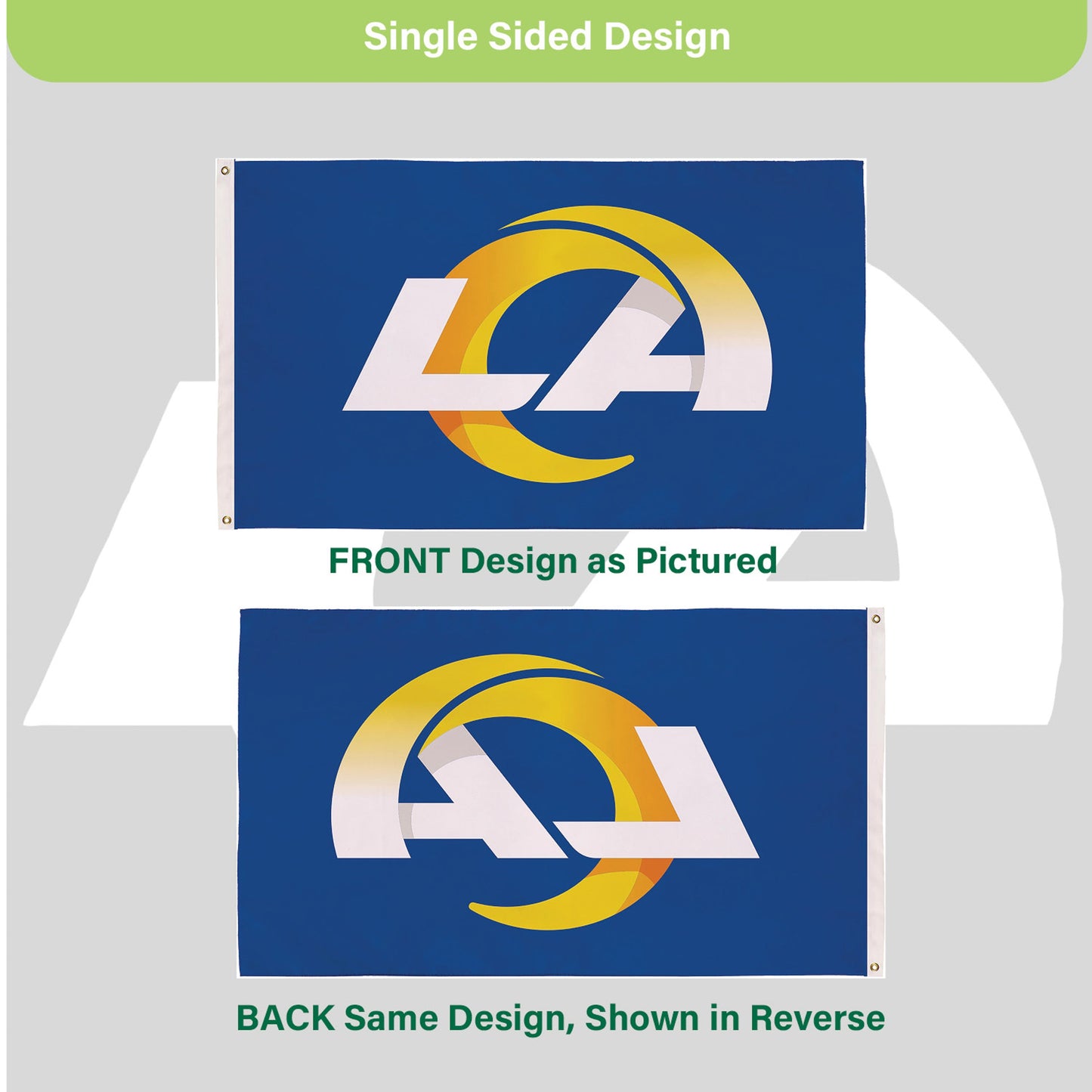 Los Angeles Rams Single Sided Flag with 2 Grommets, 3'x5'