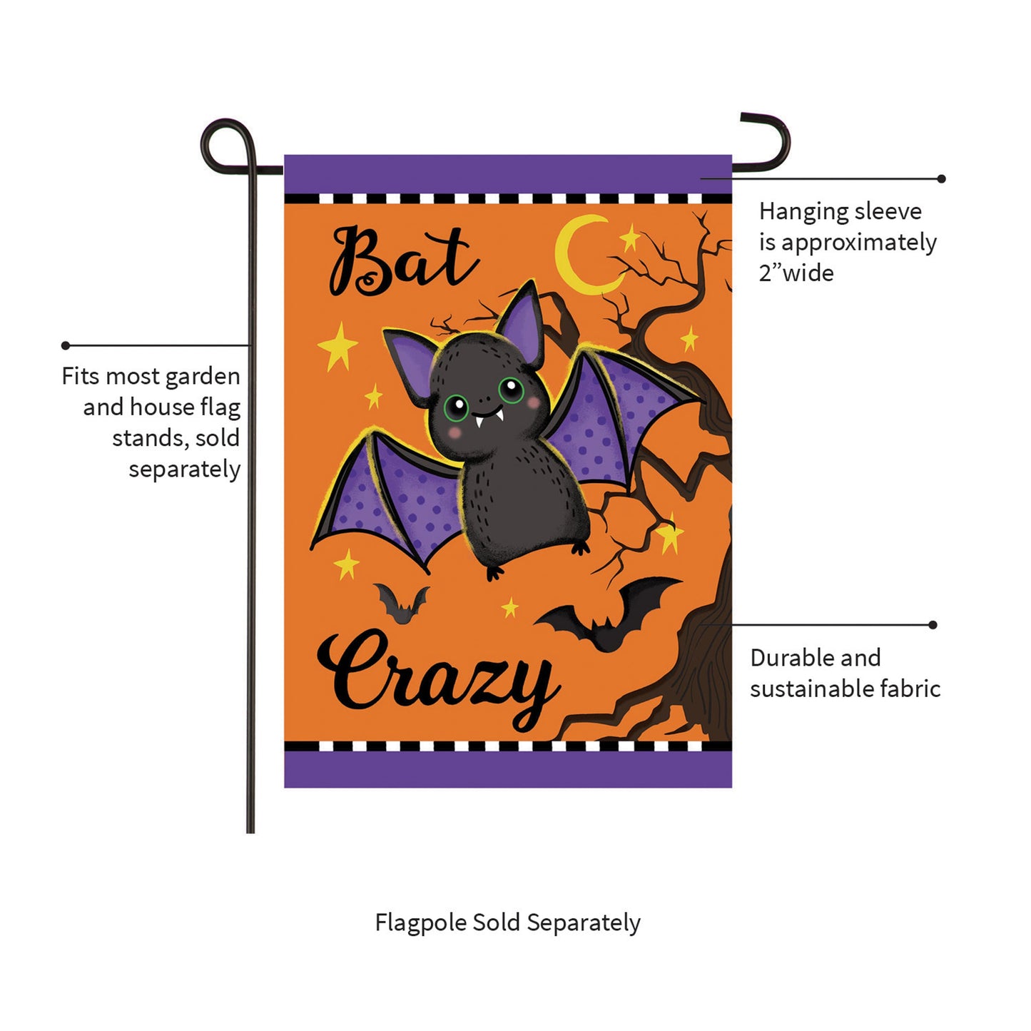 Gone Batty Applique Garden Flag