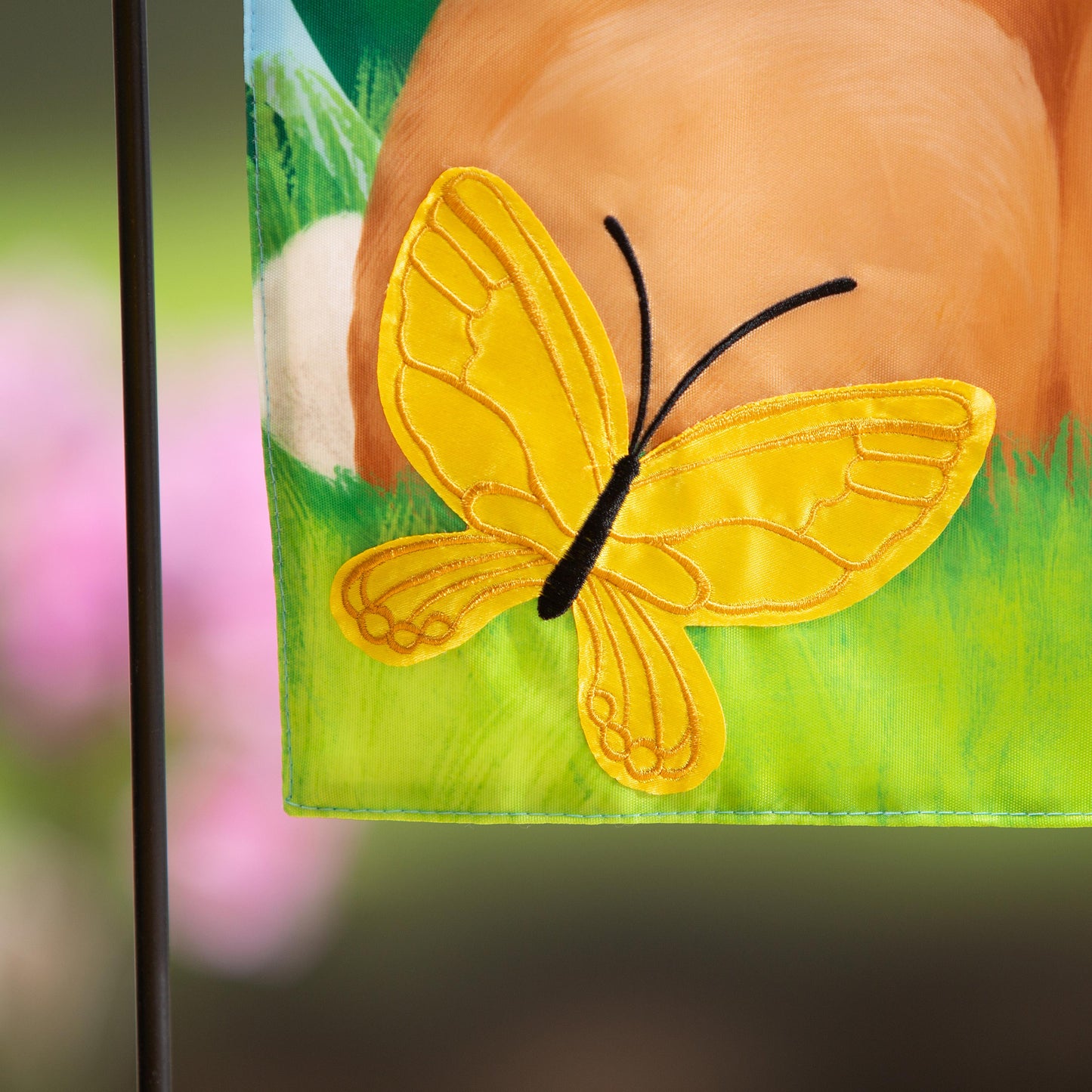 Tulips and Bunny Friend Applique Garden Flag