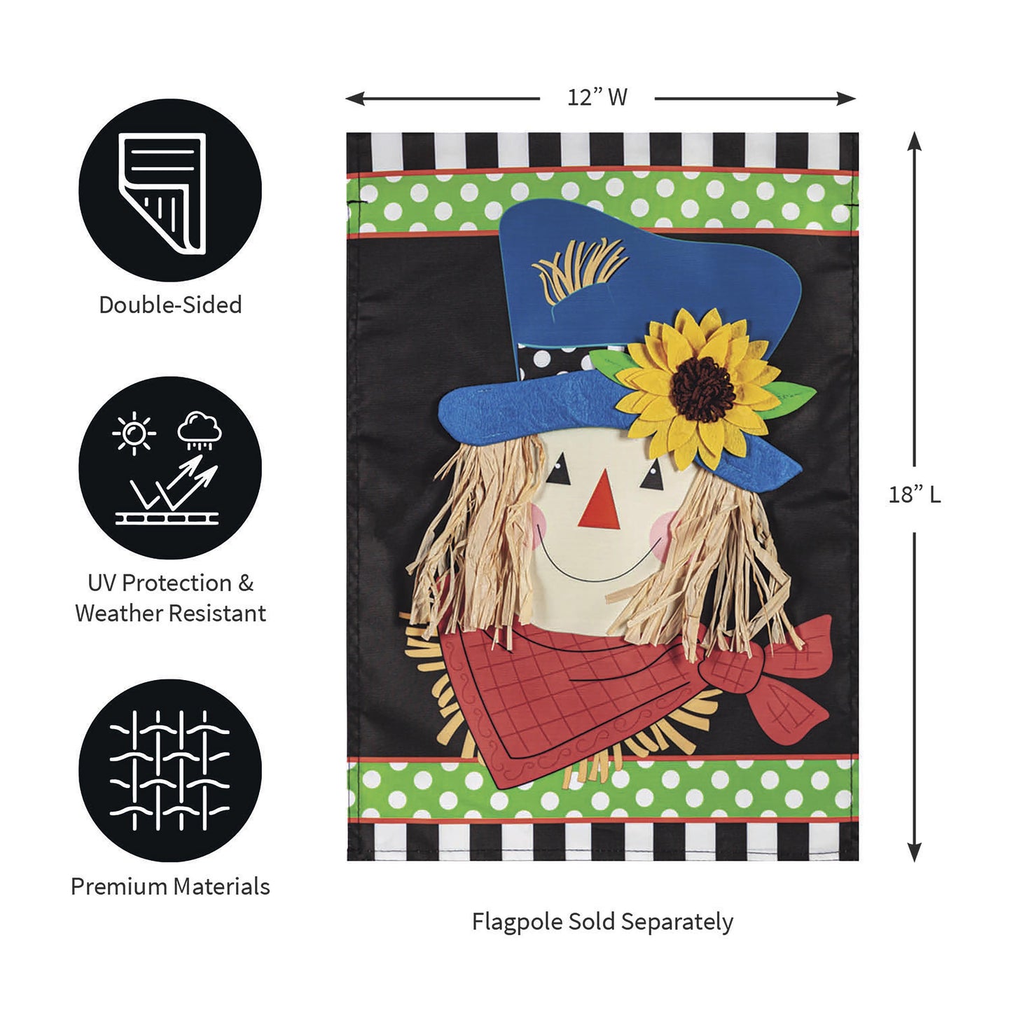 Scarecrow Friend Applique Garden Flag