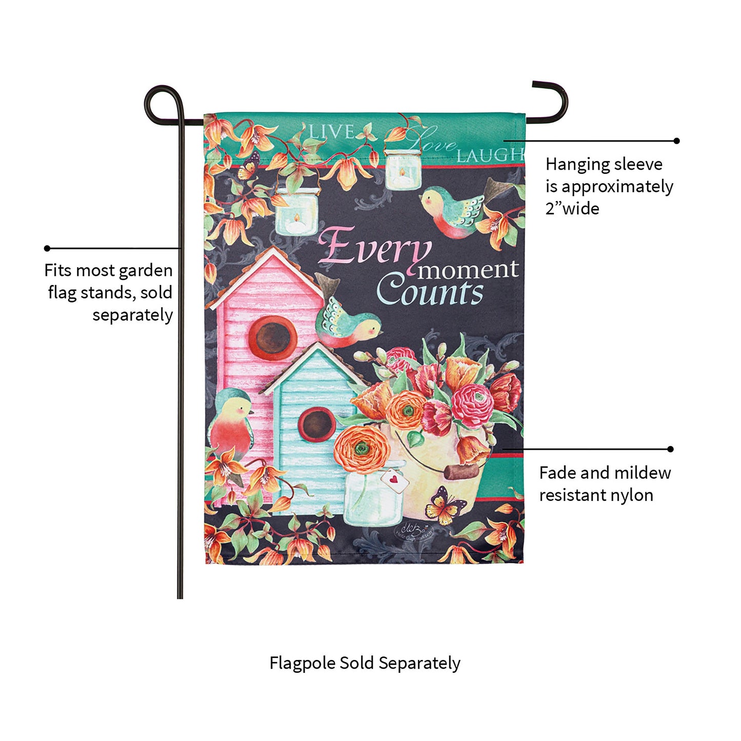Every moment counts Suede Garden Flag