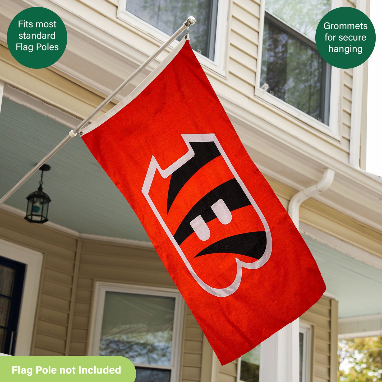Cincinnati Bengals Single Sided Flag with 2 Grommets, 3'x5'