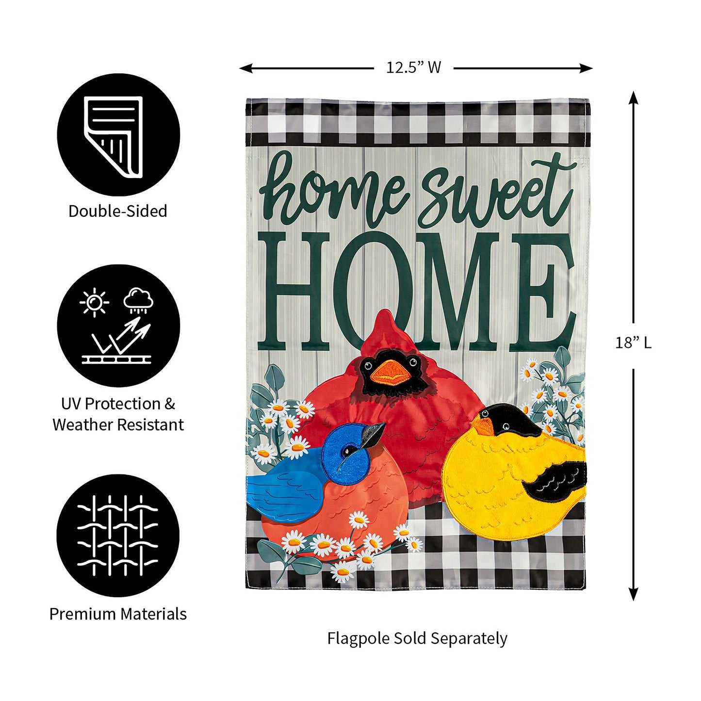 Portly Birds Garden Applique Flag