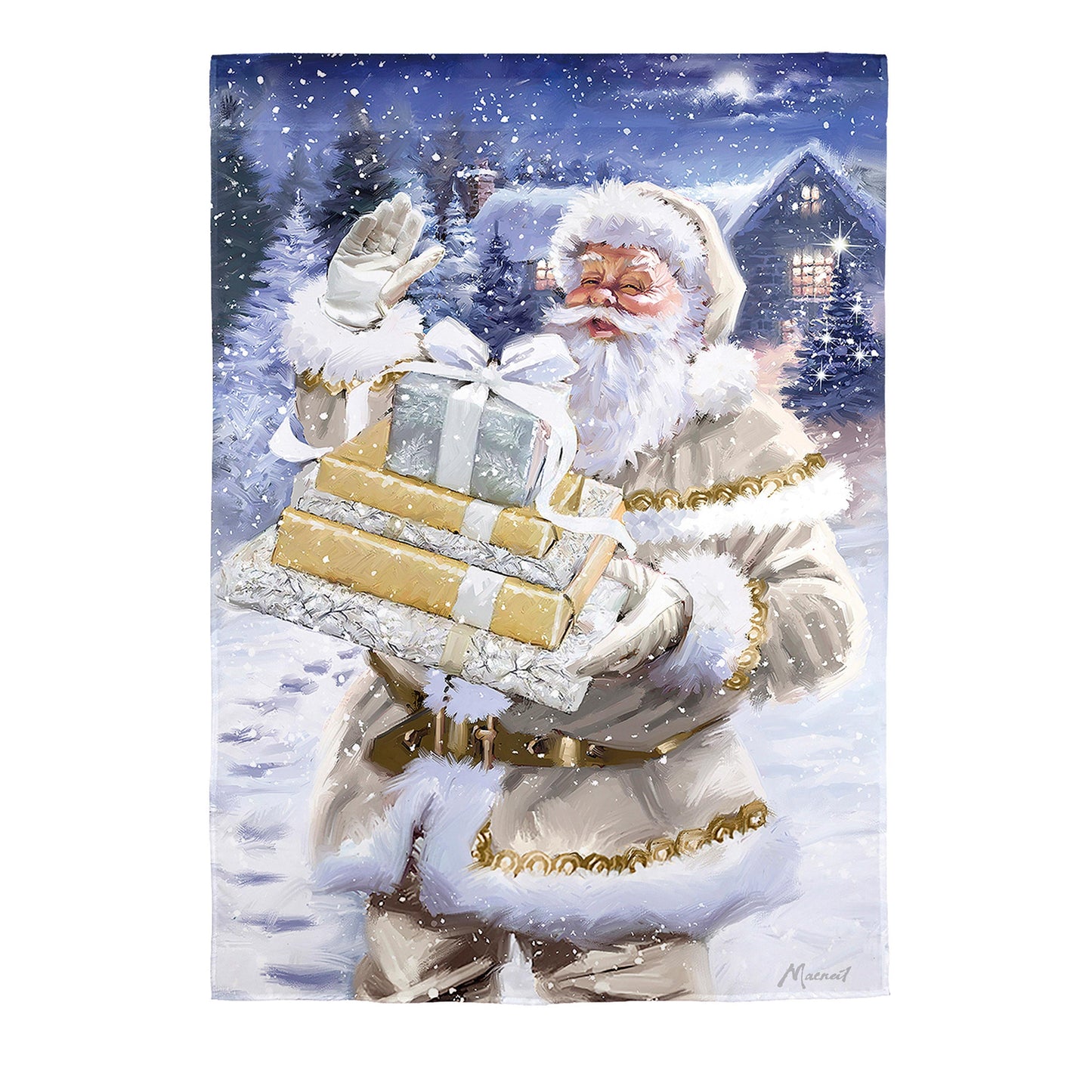 Santa and Presents Suede House Flag