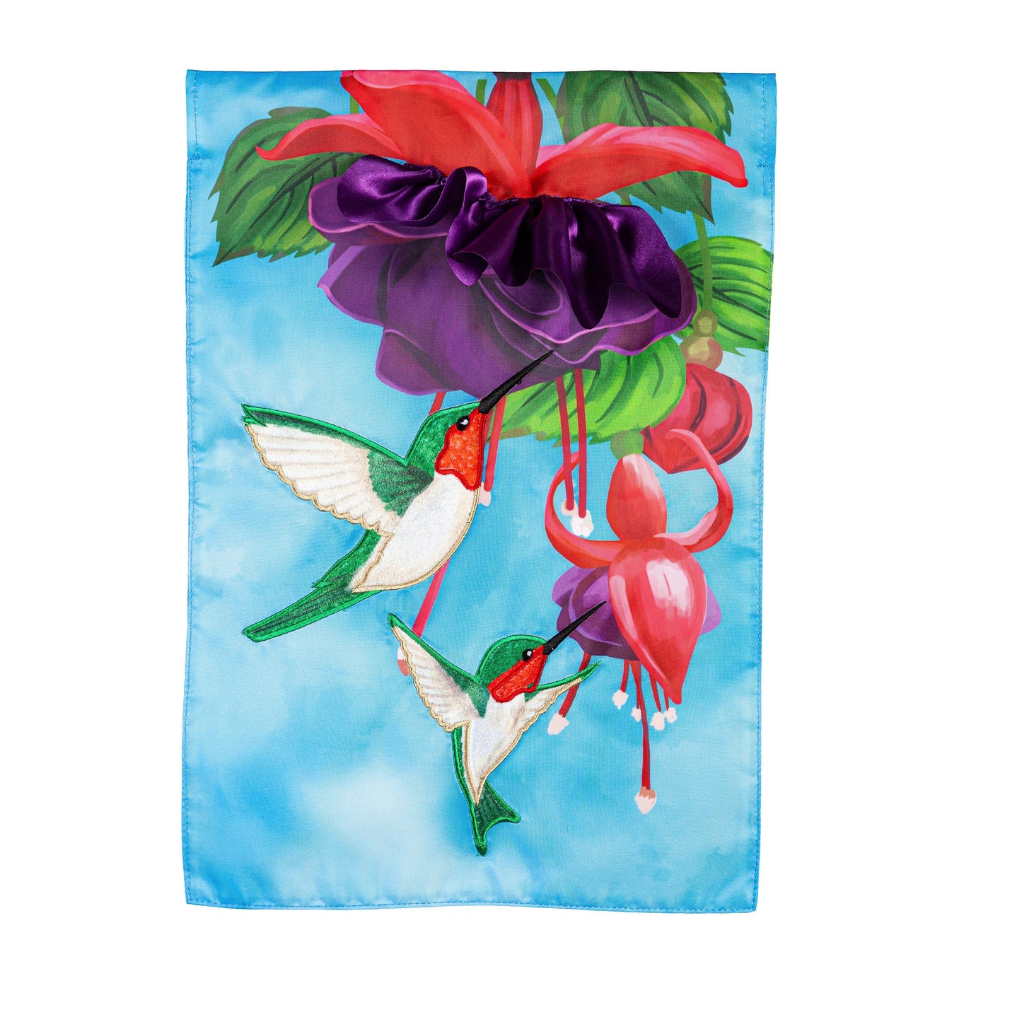 Hummingbirds Applique House Flag