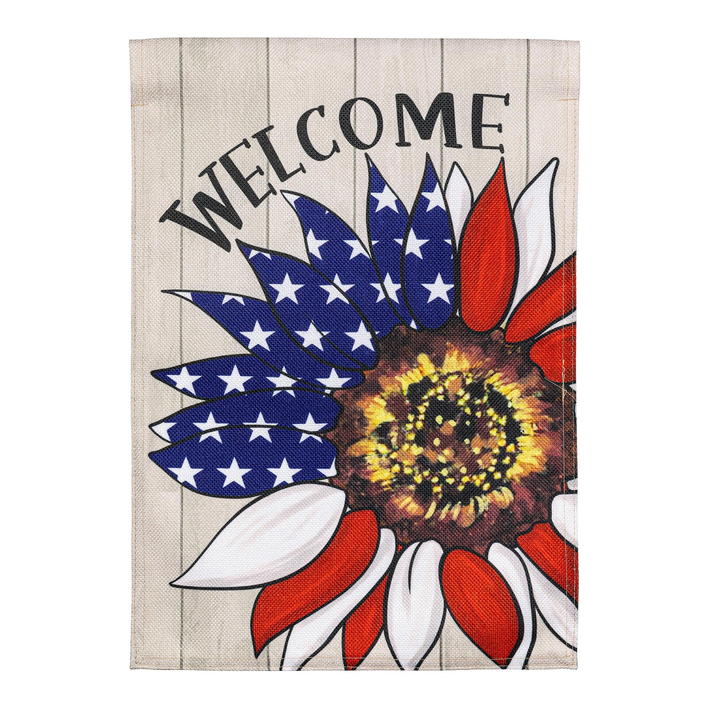 Patriotic Sunflower Burlap Garden Flag