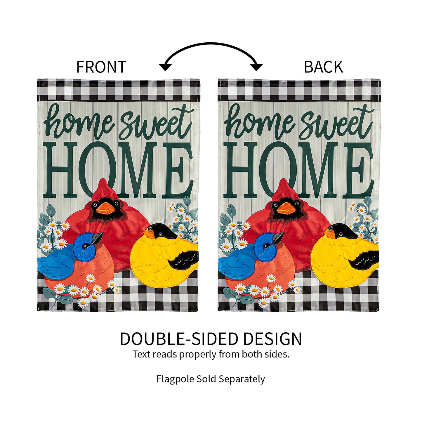 Portly Birds Garden Applique Flag