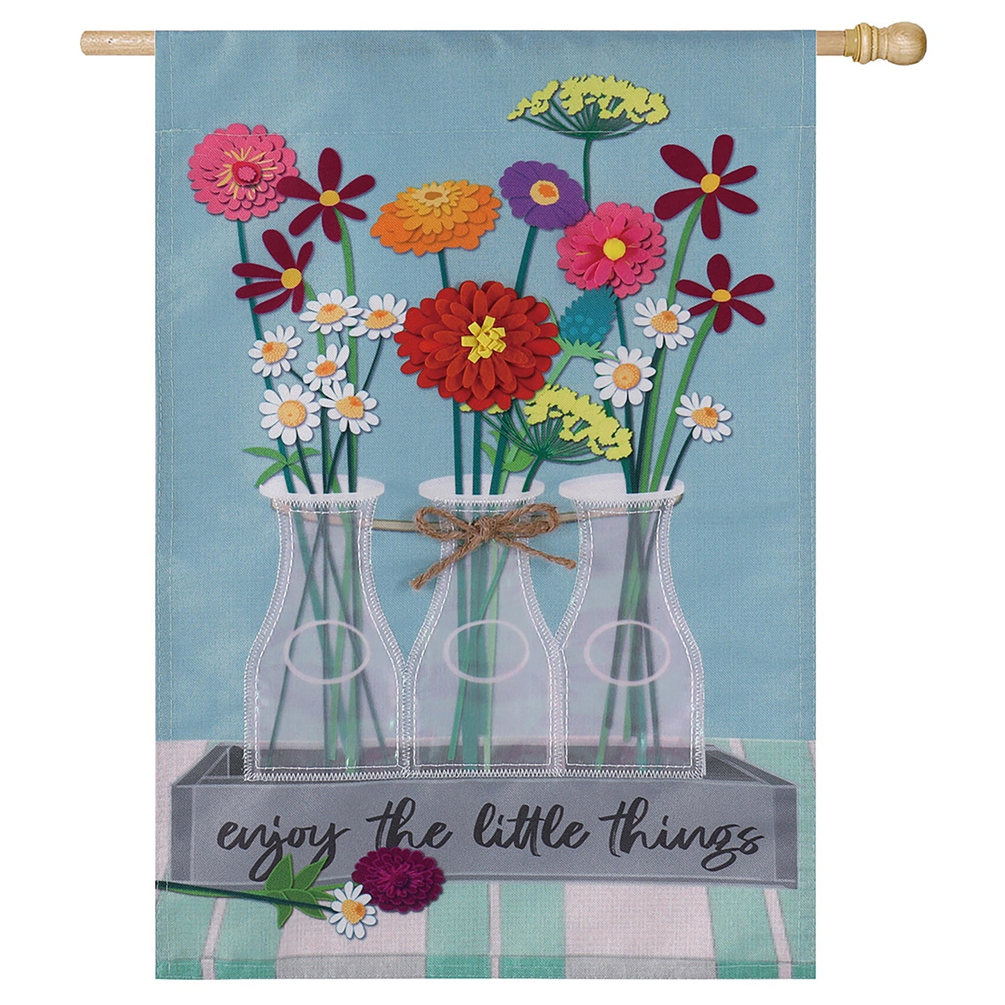 Floral Milk Bottle Trio Suede House Flag