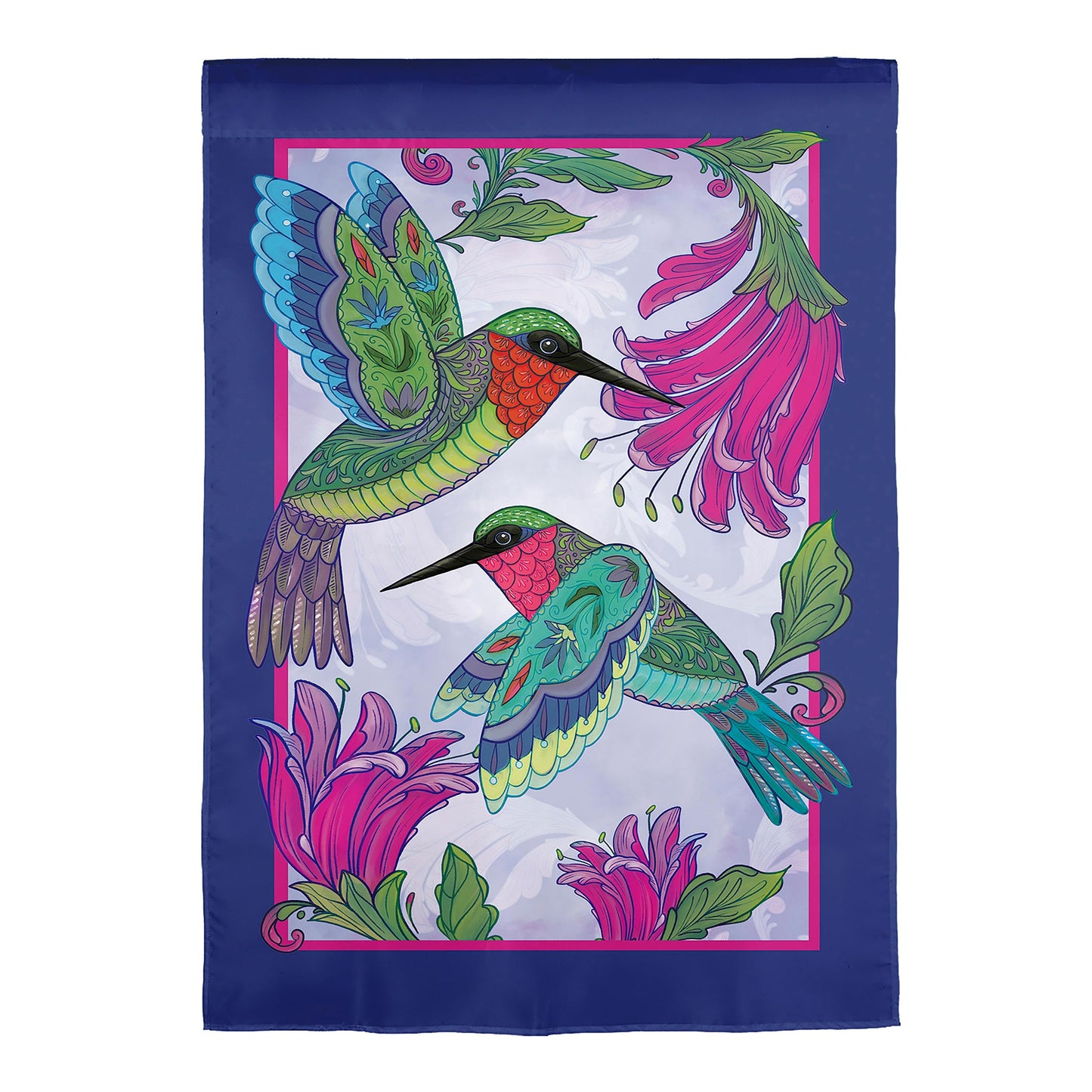 Colorful Hummingbird Linen Garden Flag
