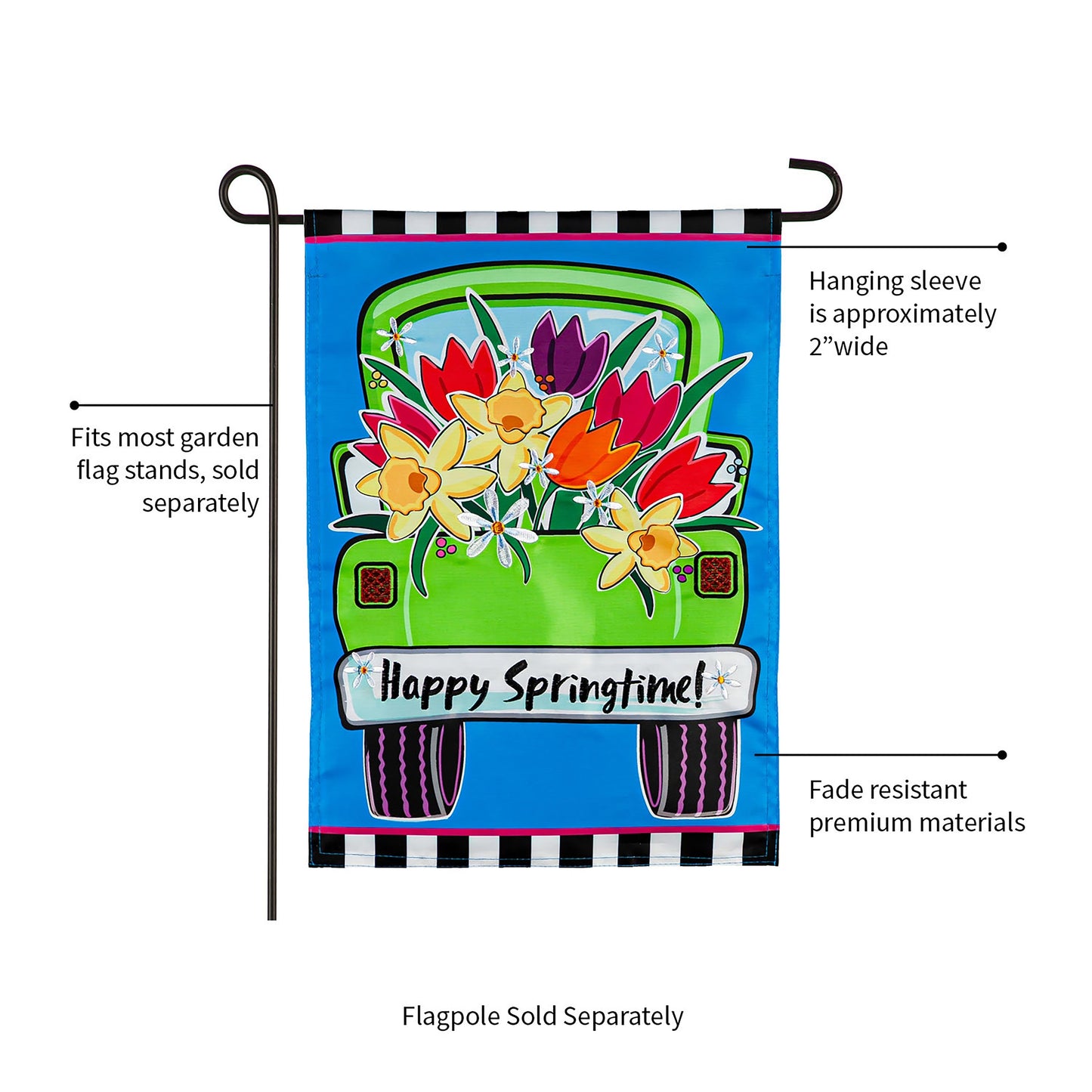 Springtime Truck Garden Applique Flag