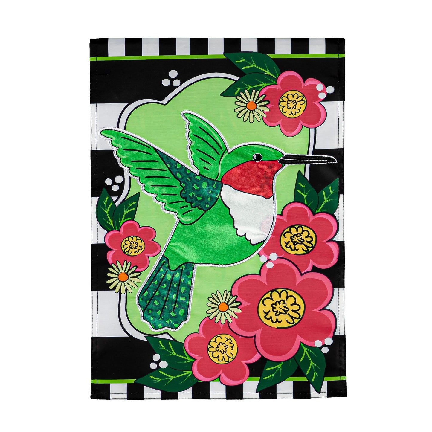 Spring Hummingbird Garden Applique Flag