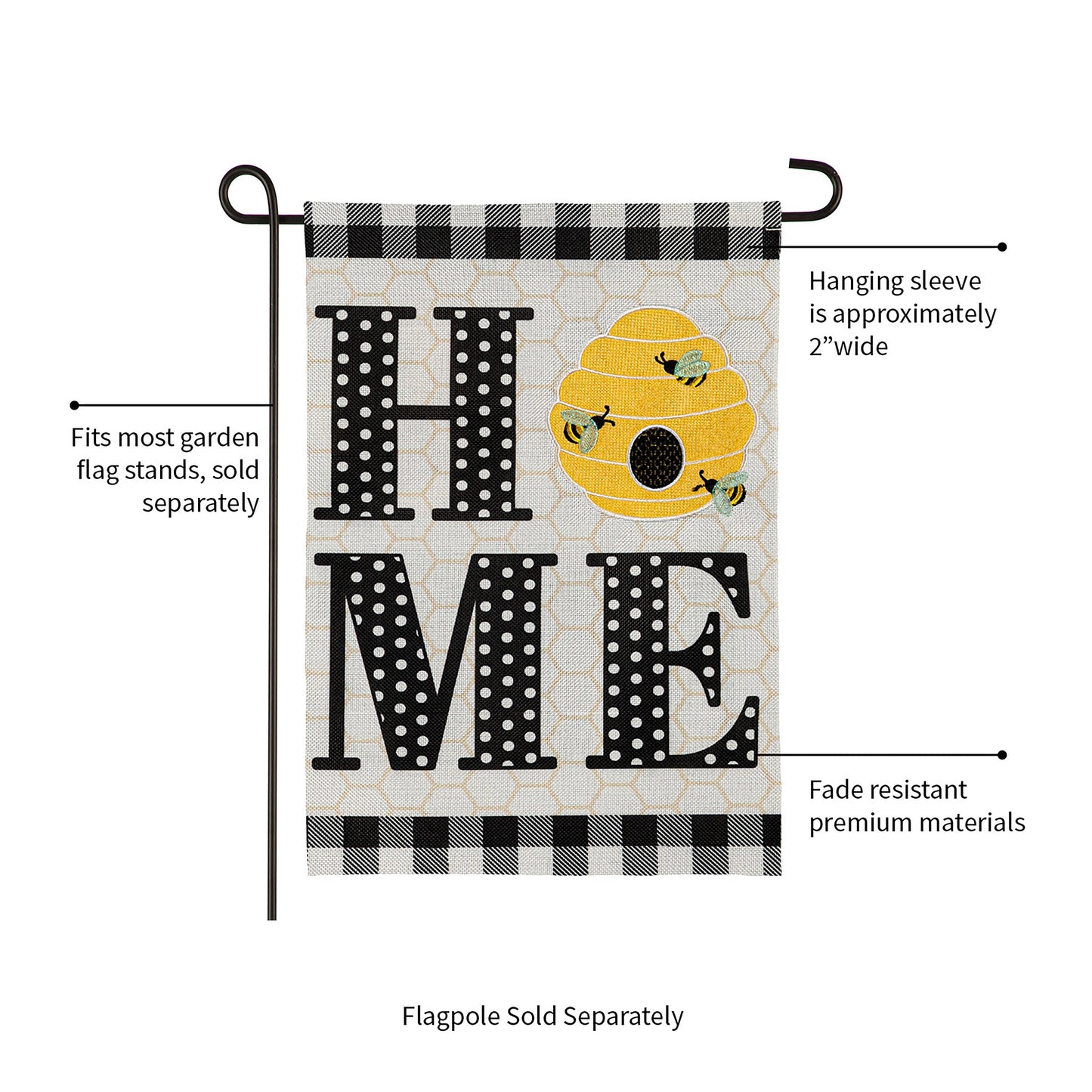 HOME Hive Garden Burlap Flag