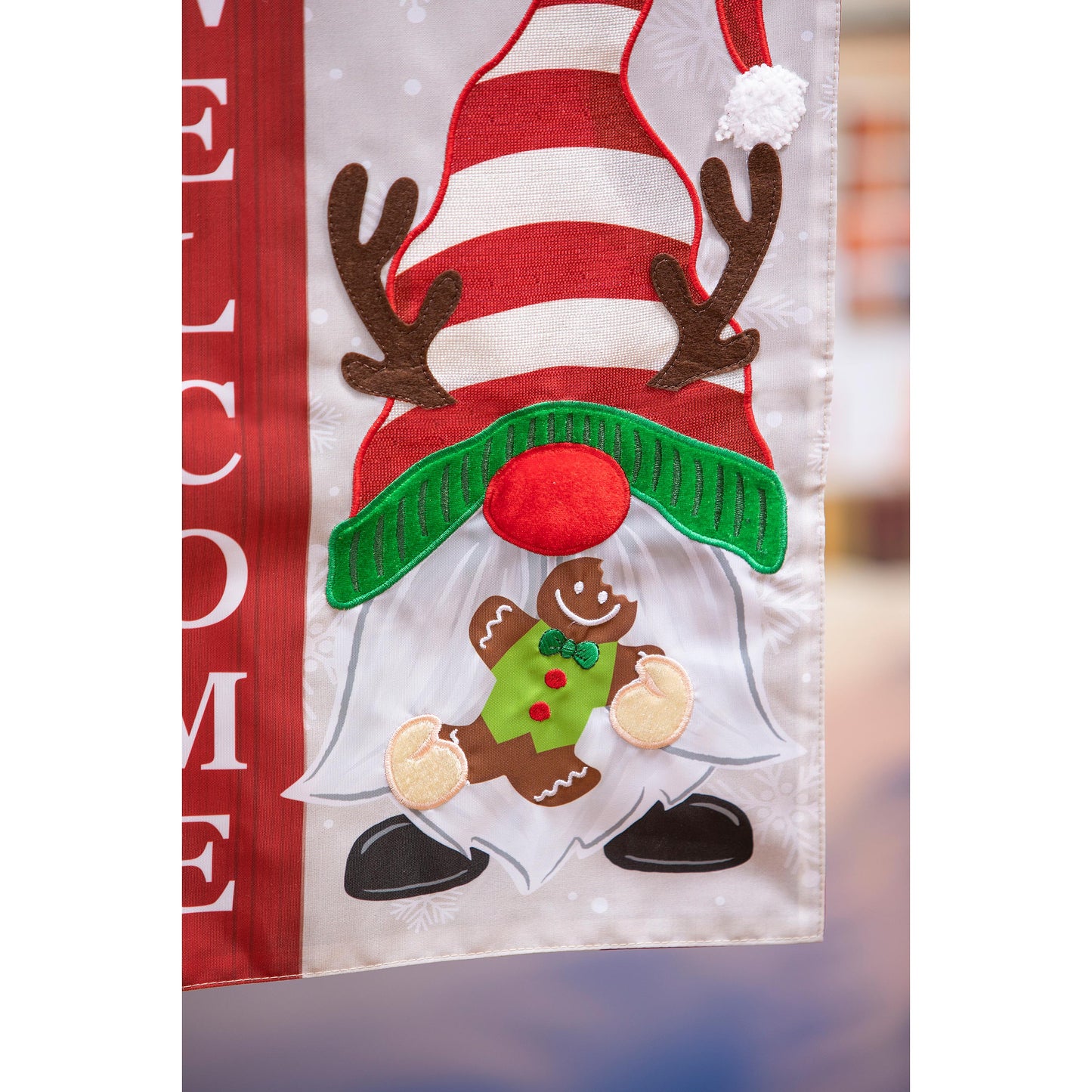 Holiday Gnome Applique Garden Flag
