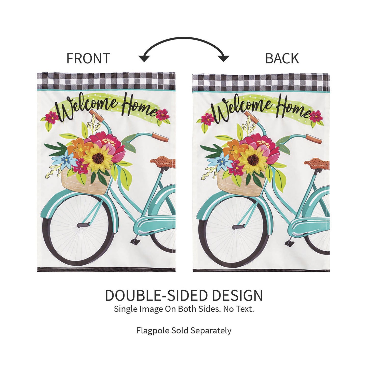 Welcome Home Bicycle Applique Garden Flag