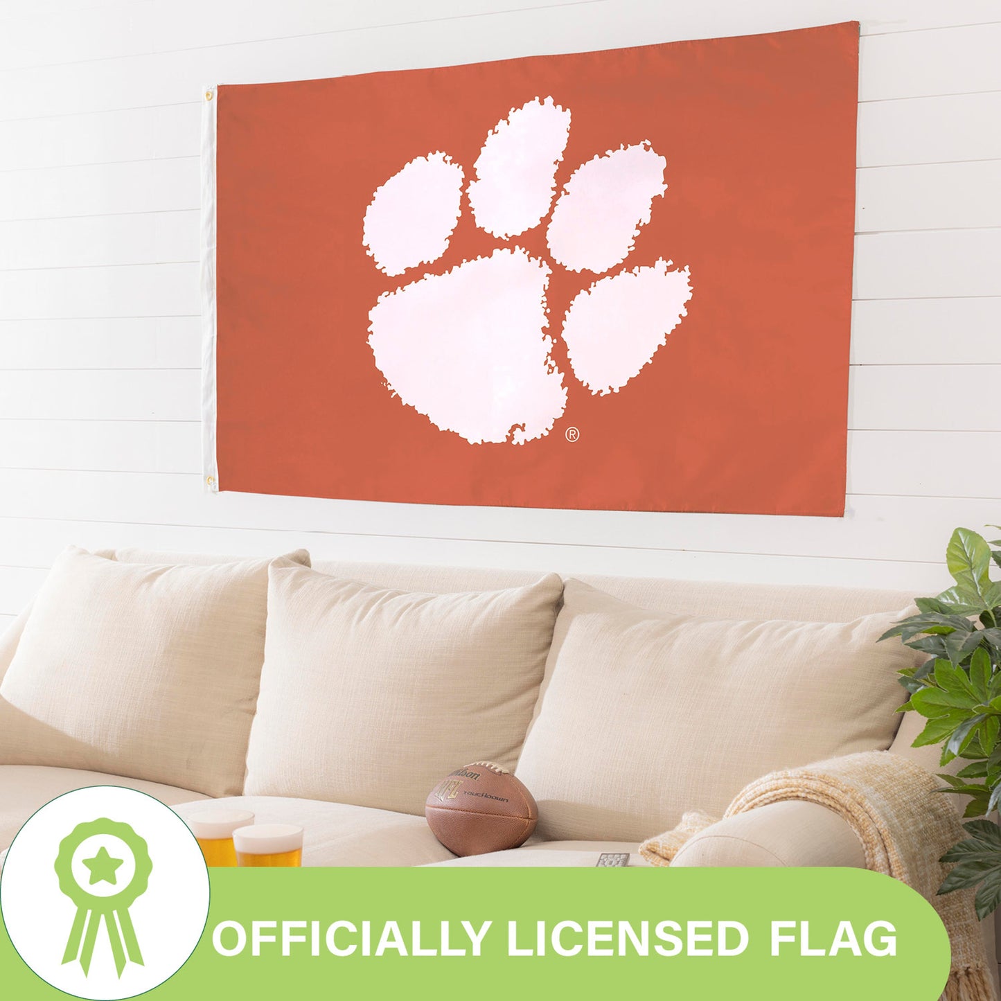 Clemson University Single Sided Estate Flag with 2 Grommets, 3'x5'