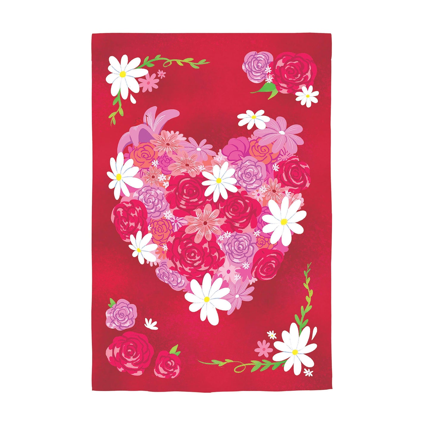 Heart A Flutter Floral Applique Garden Flag