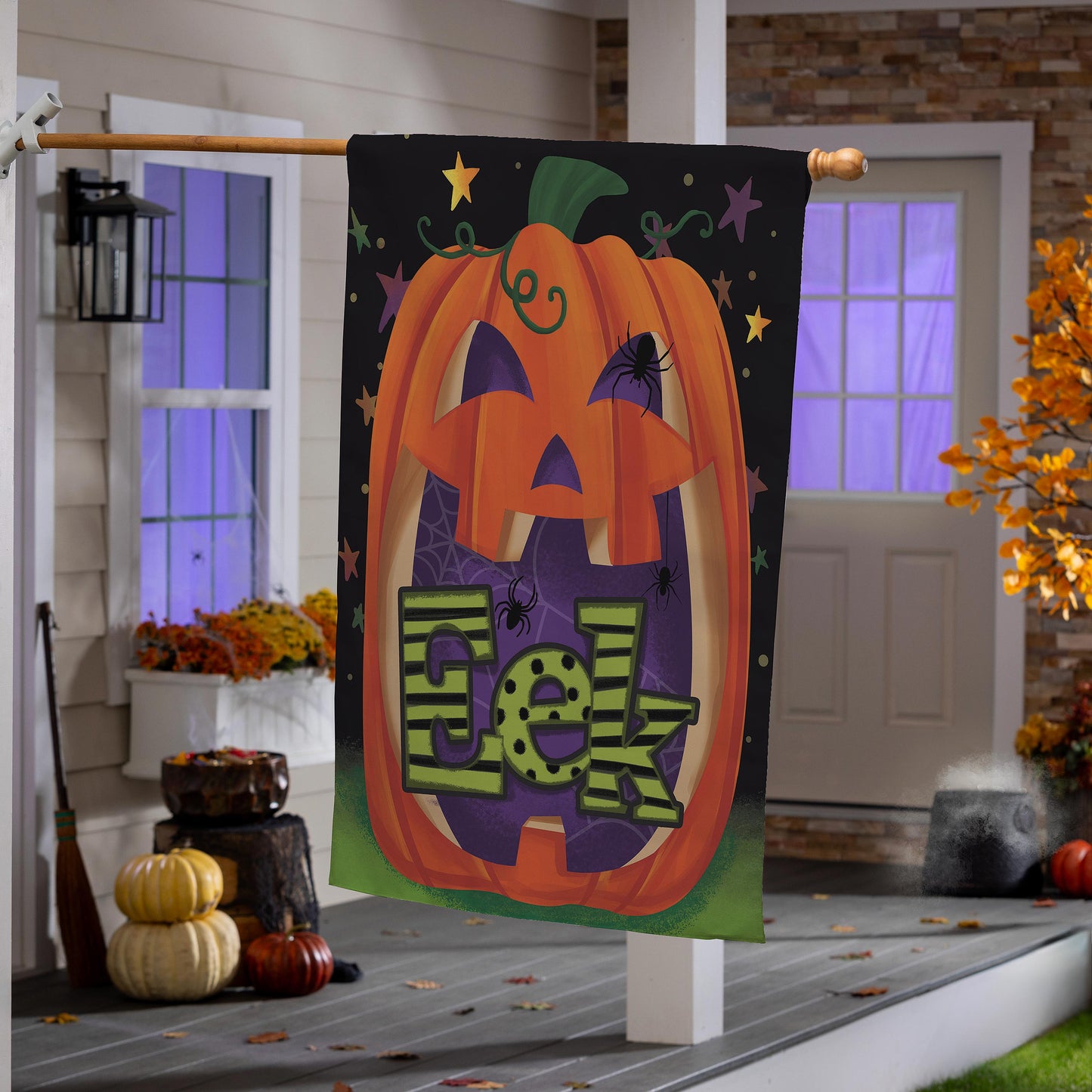 Boo Jack Pumpkin Suede House Flag
