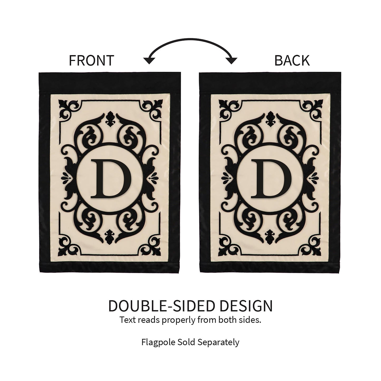 Cambridge Monogram Garden Applique Flag, Letter D