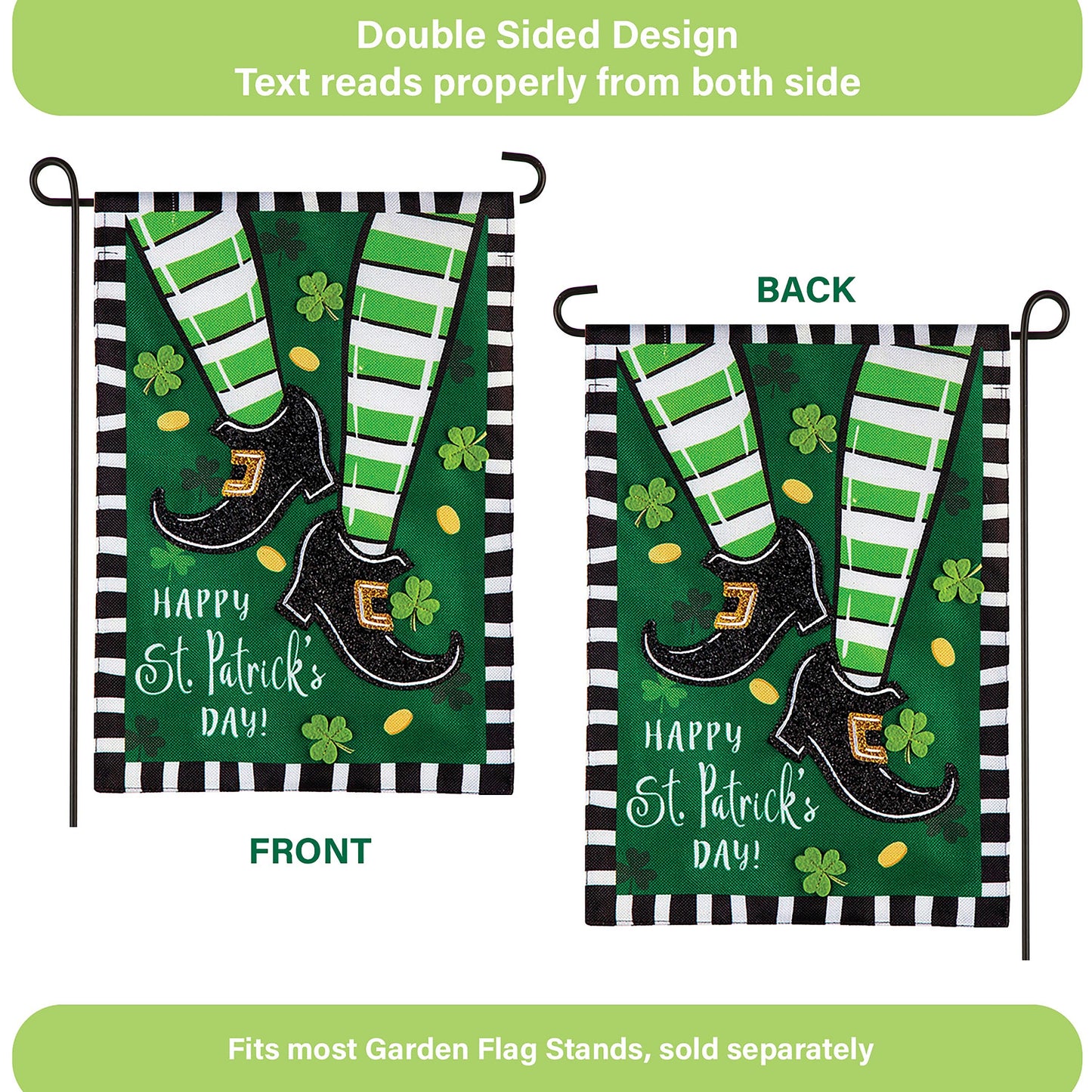 Dancing St. Patrick's Day Garden Burlap Flag