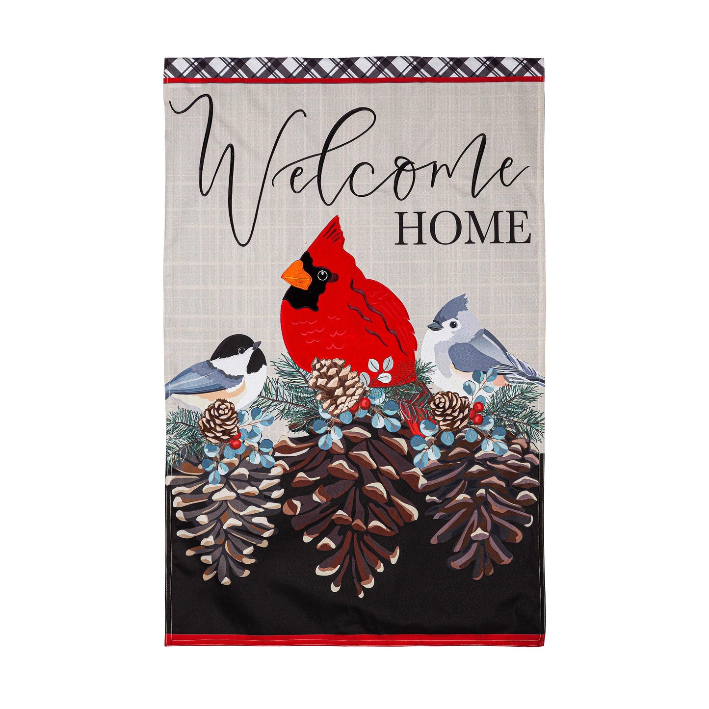 Songbirds and Pinecones Linen House Flag
