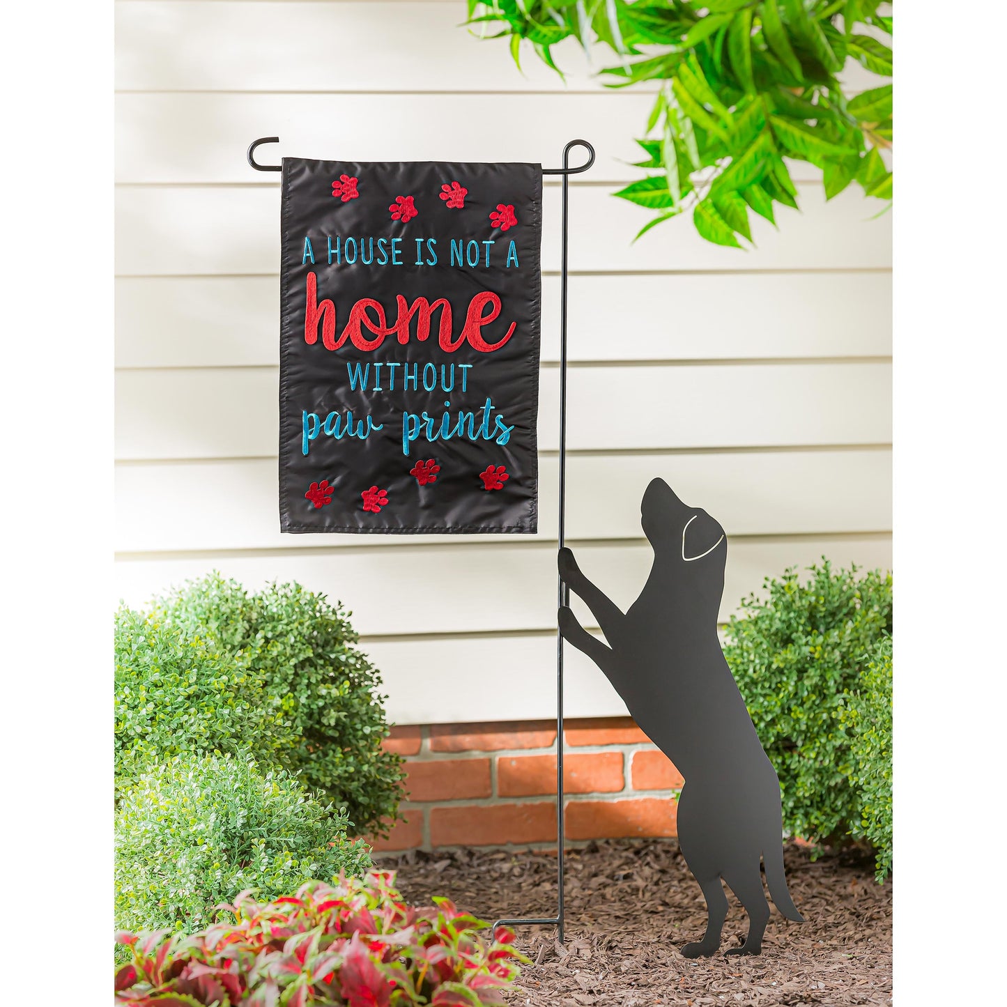 A House is Not a Home Without Paw Prints Garden Applique Flag