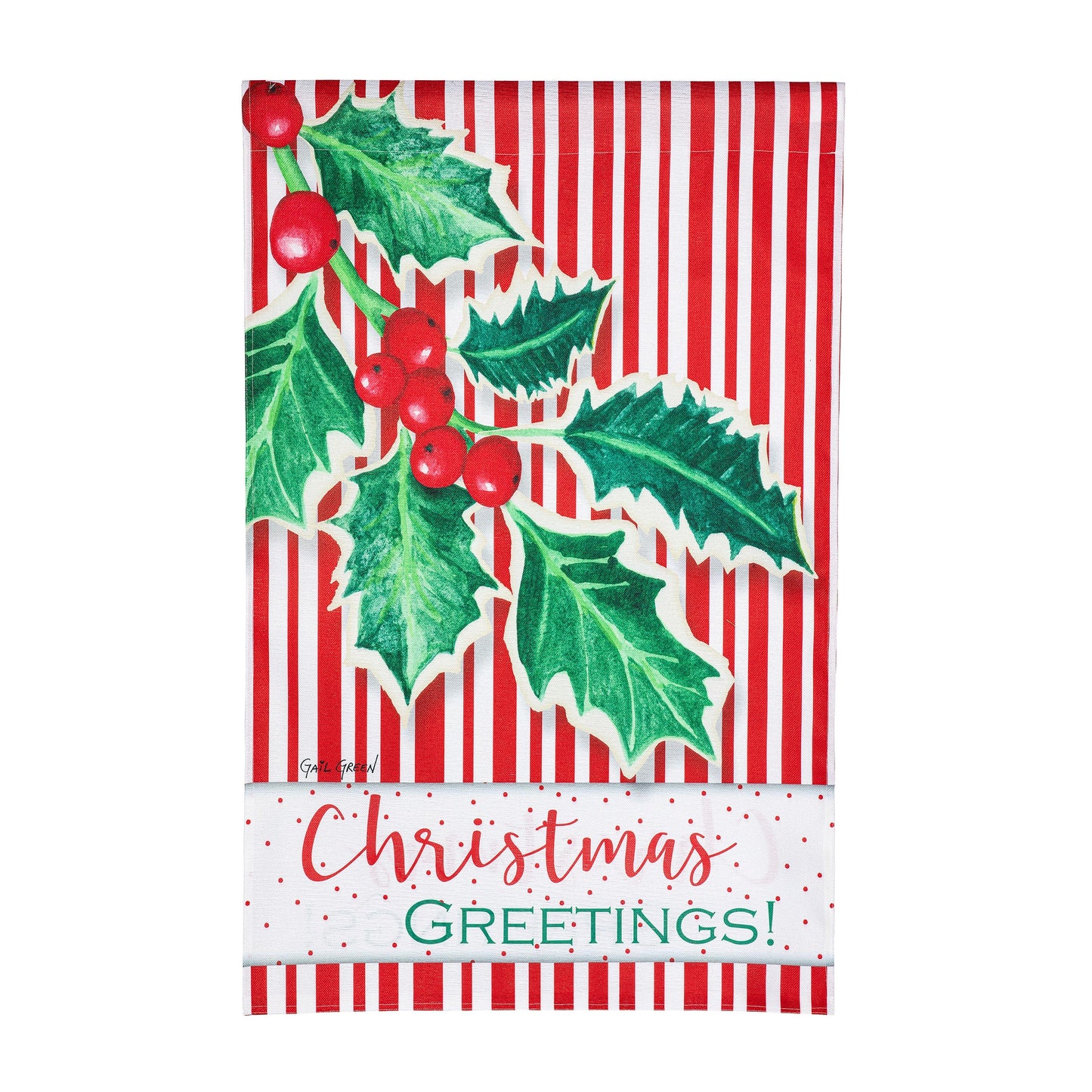 Christmas Greetings Burlap House Flag