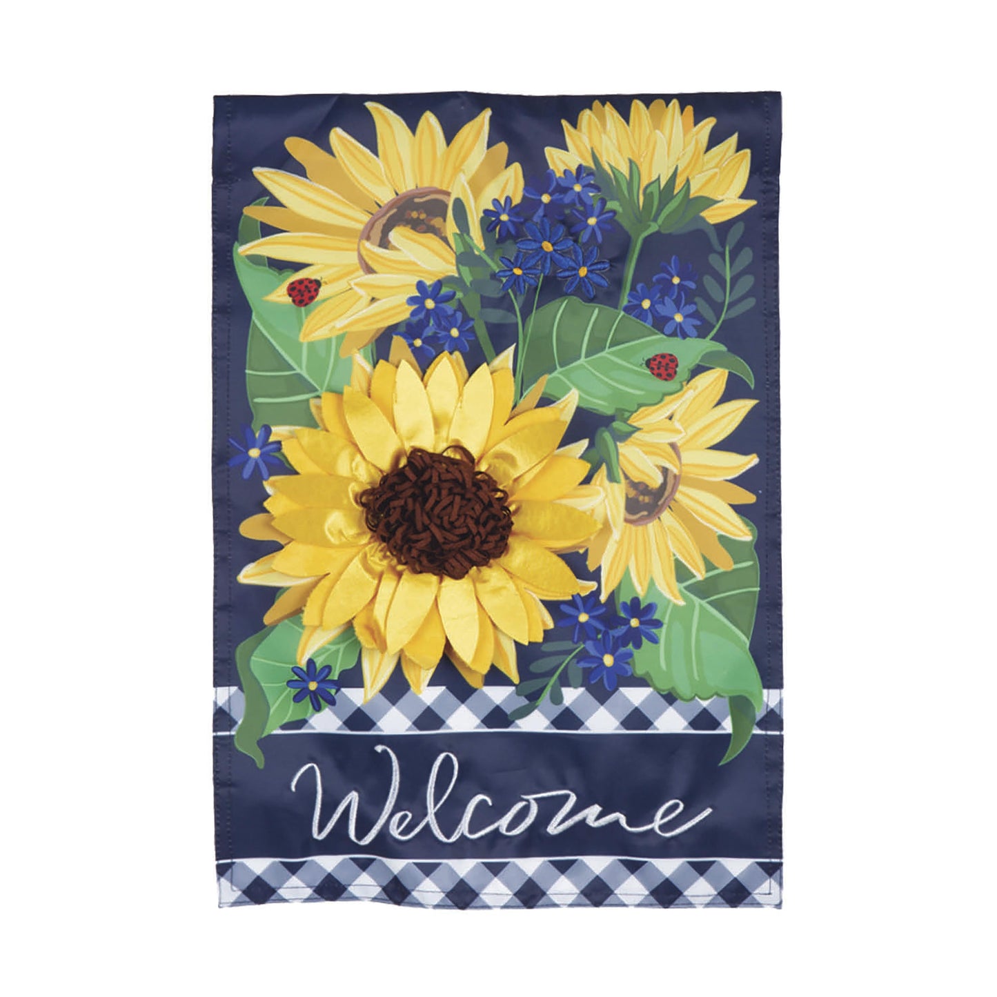 Sunflower Welcome Applique Garden Flag