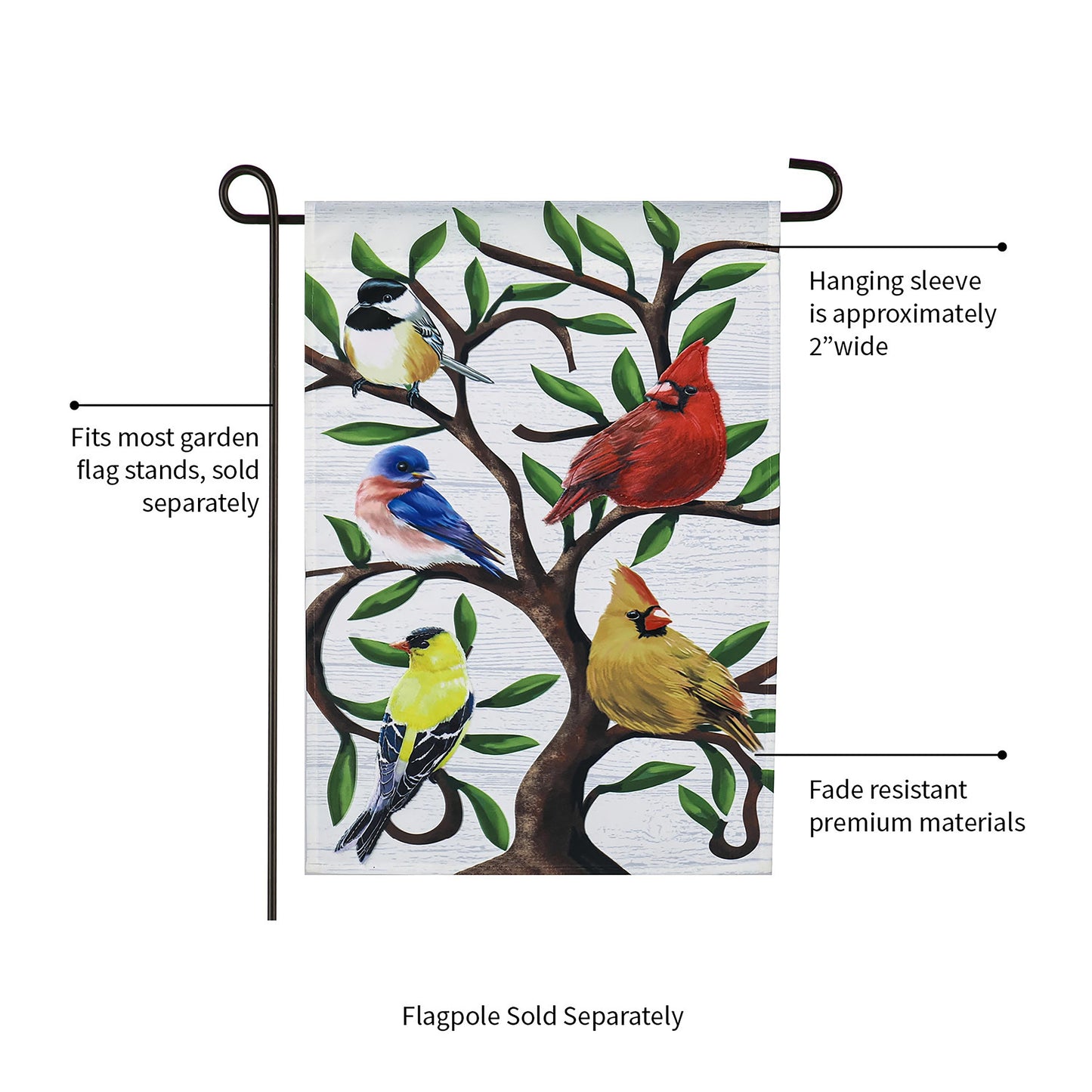 Songbirds in Tree of Life Trelis Garden Applique Flag