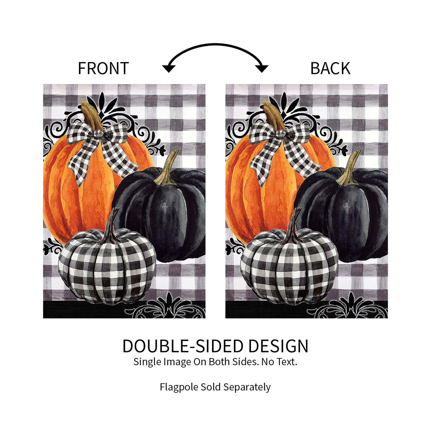 Pumpkin Check Garden Suede Flag