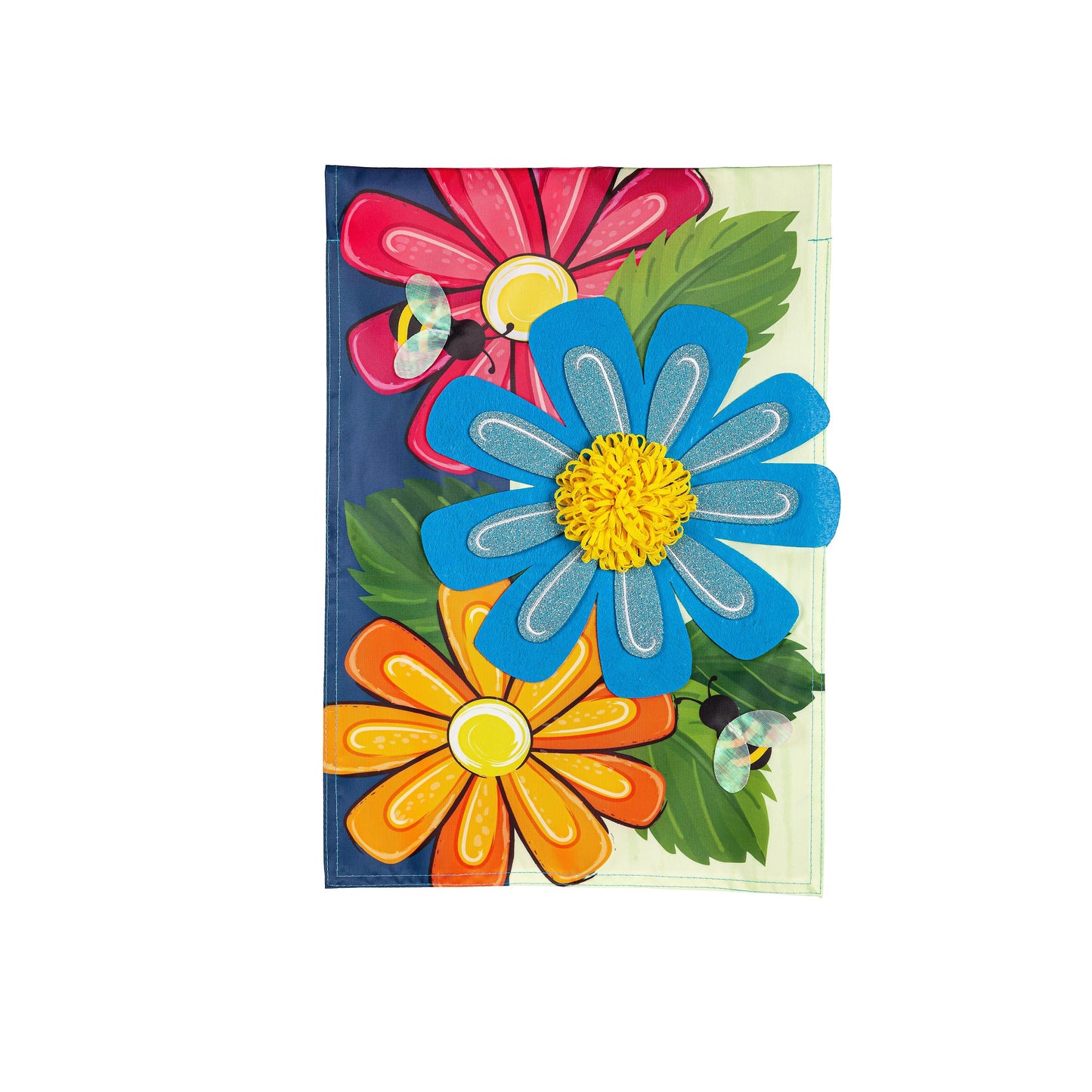 Spring Floral Applique Garden Flag