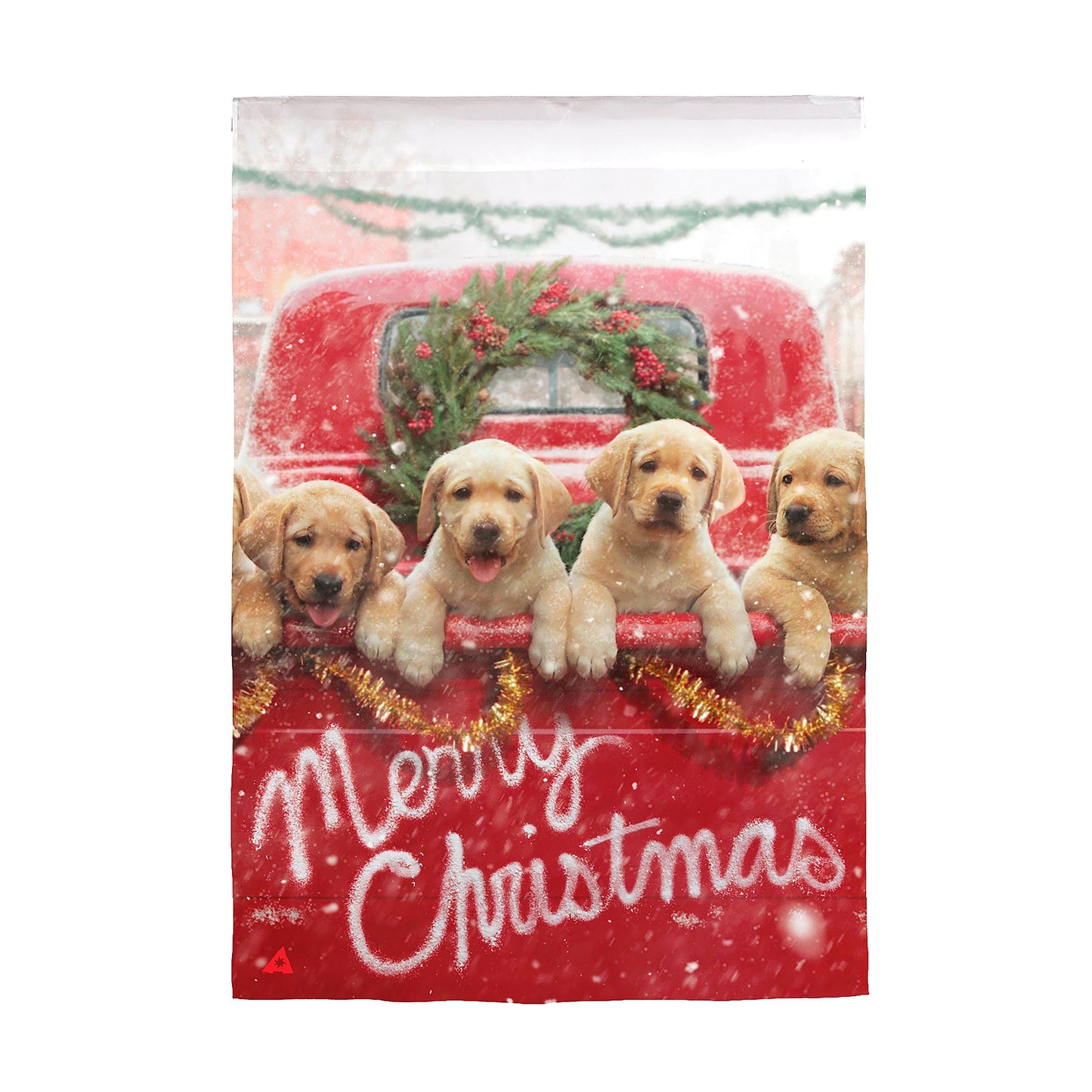 Red Truck with Puppies Garden Burlap Flag and Sassafras Mat Set (14B9272ECM+431702)