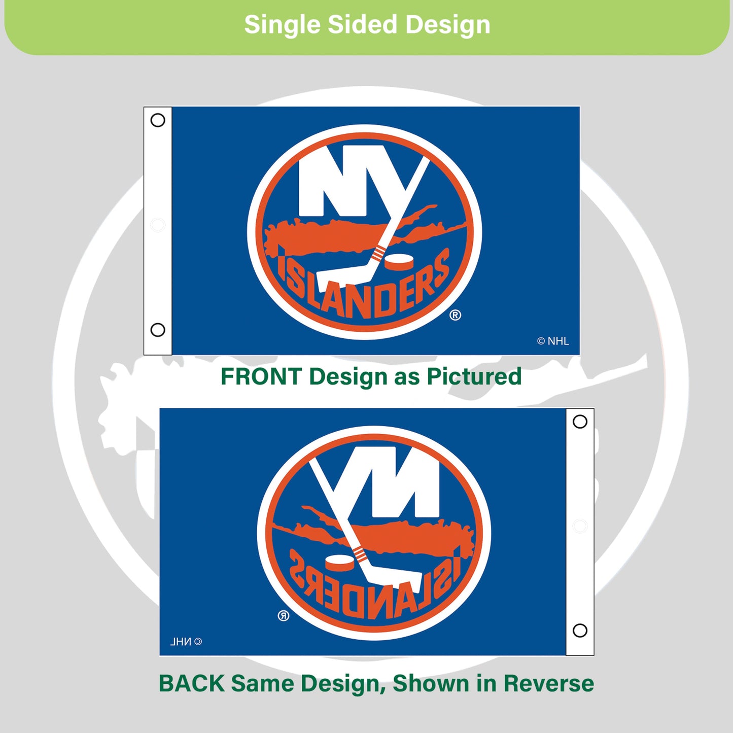 New York Islanders Single Sided Flag w/ 2 Grommets, 3'x5'
