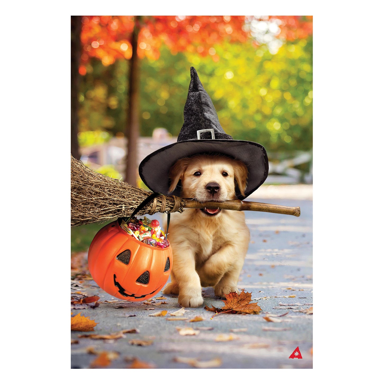Goldens With Broom Suede Garden Flag