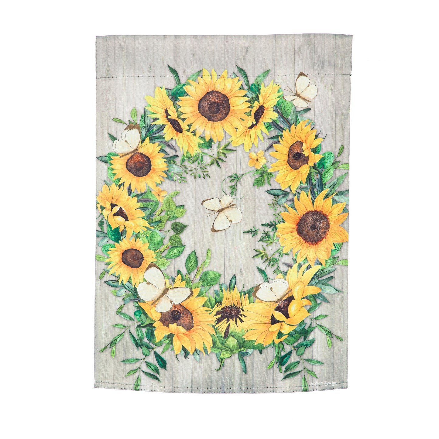 Sunflower Wreath Garden Suede Flag