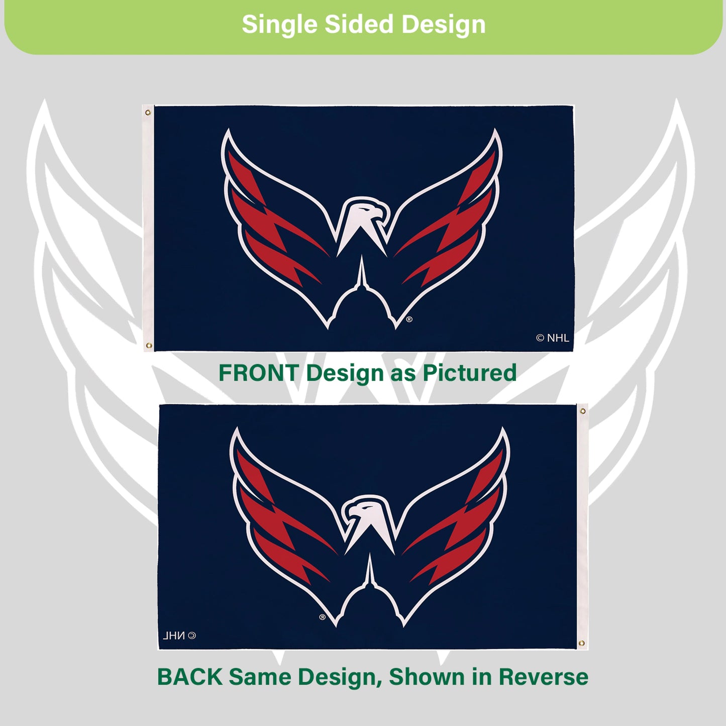 3'x5' Single Sided Flag w/ 2 Grommets, Washington Capitals