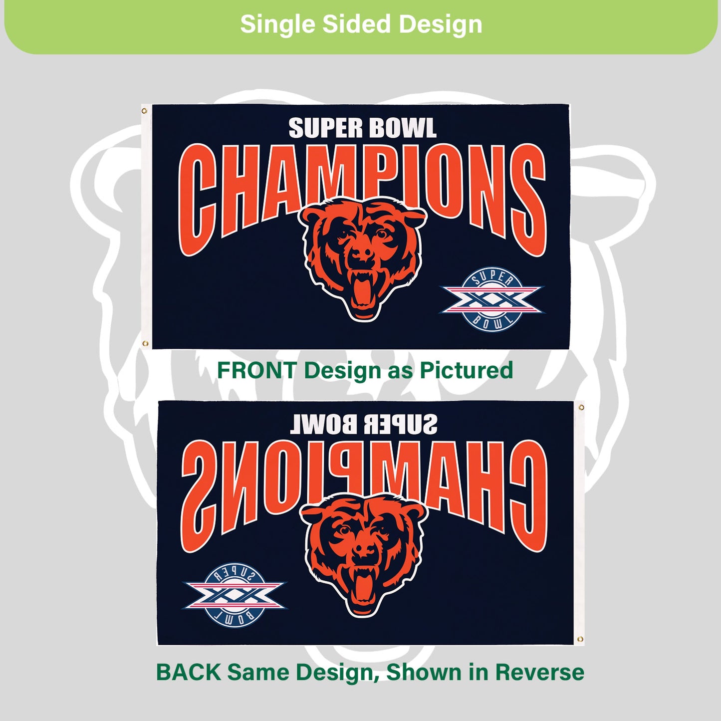 Chicago Bears Superbowl XX Champions Football 3x5 Flag